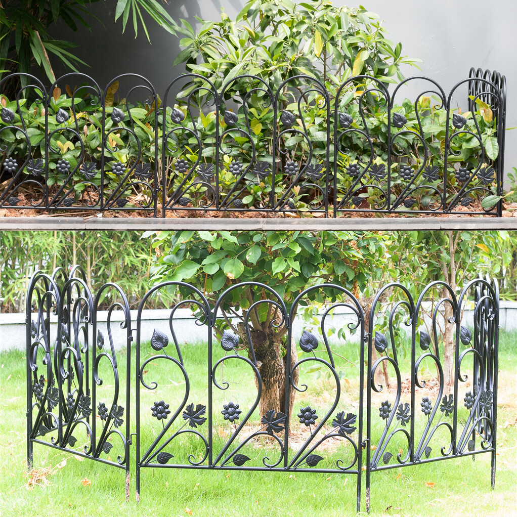 5PCS Metal Garden Fence Garden Trellis Plant Lattice Panel Screen Support Border