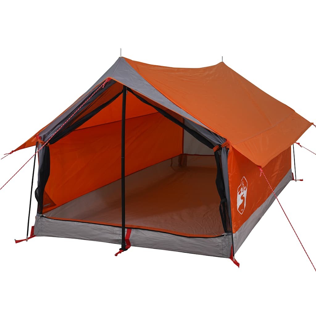 Camping Tent 2-Person Lightweight Dome Grey and Orange Waterproof vidaXL