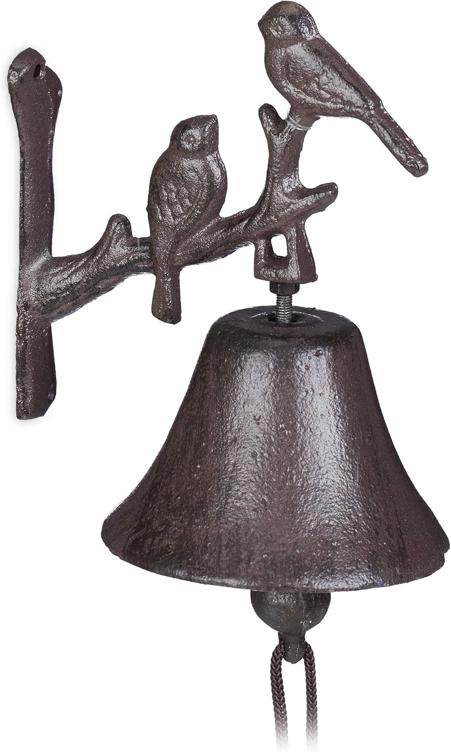Relaxdays Cast Iron Doorbell, Antique Bird Look, Clear Sound, Garden Ornament,