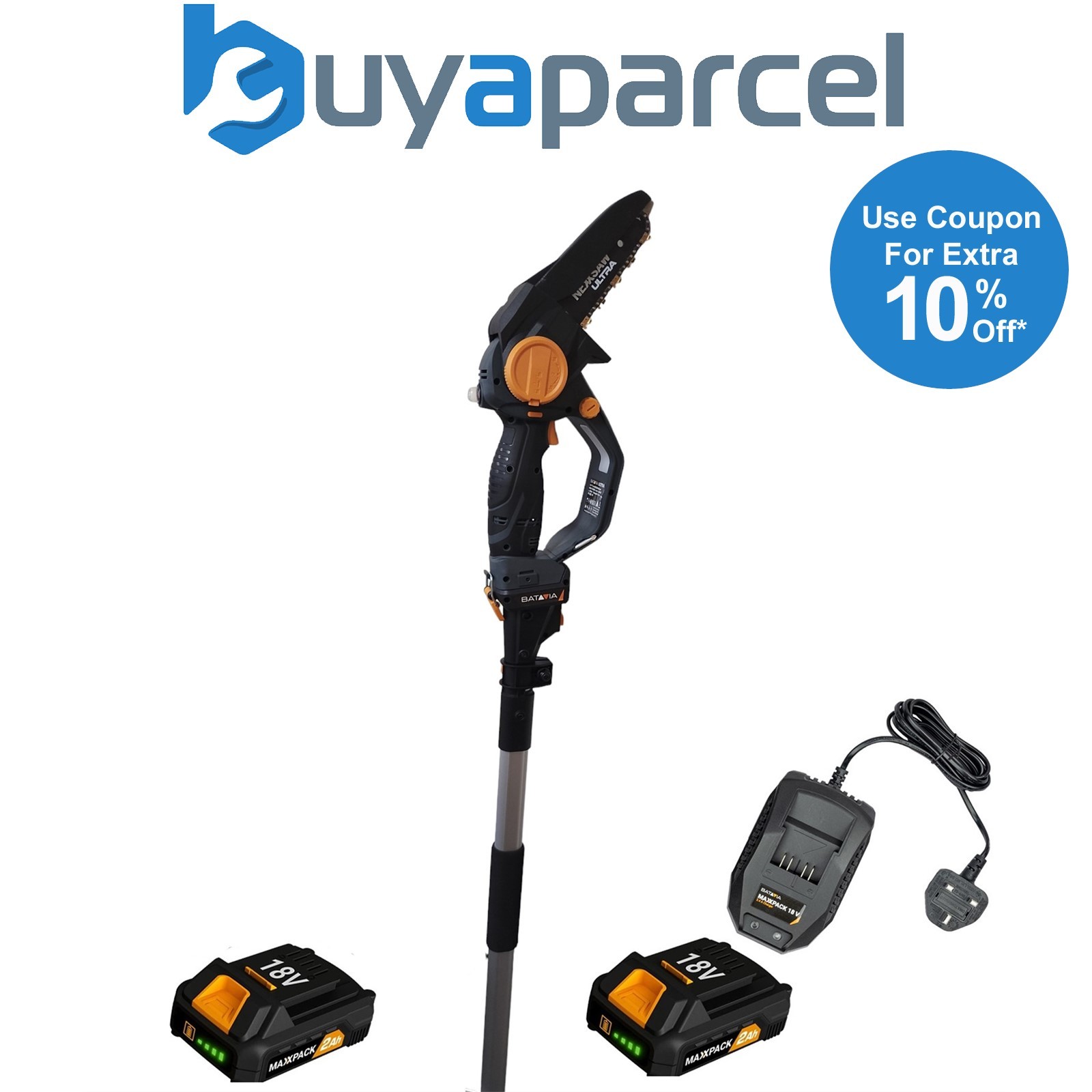 Batavia NEXXSAW 7in Pruner Chainsaw 18V 2 x 2.0Ah Li-ion Pole Saw + 1.75m Pole