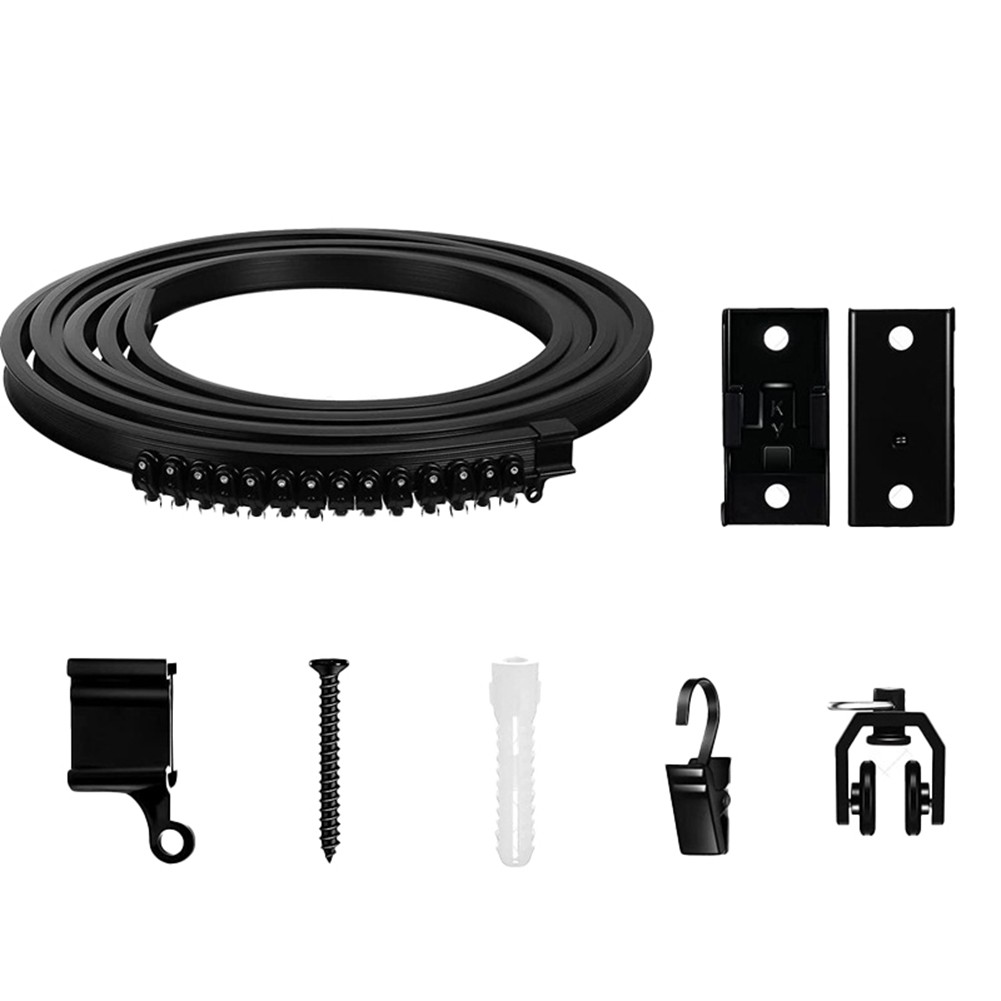 Flexible Bendable Curtain Track, Ceiling Wall Mounted, Black Curved Heavy8826