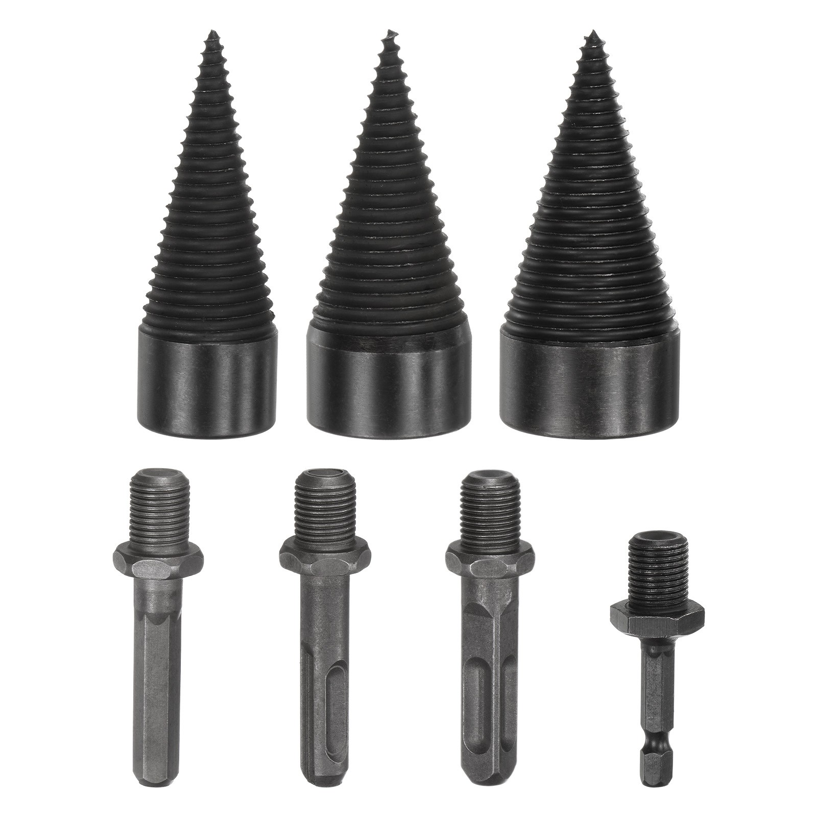 3-Pack Wood Splitter Drill Bit 32mm + 38mm + 42mm+4 Handles for Stove/Farm