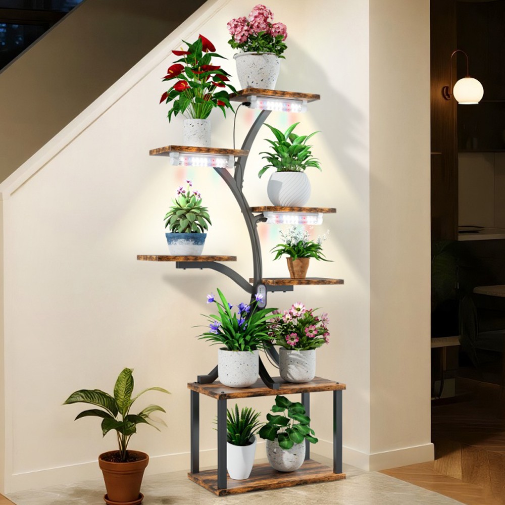 XL Plant Stand with Grow Lights Flower Holder Tree Shaped Bonsai Organizer Rack