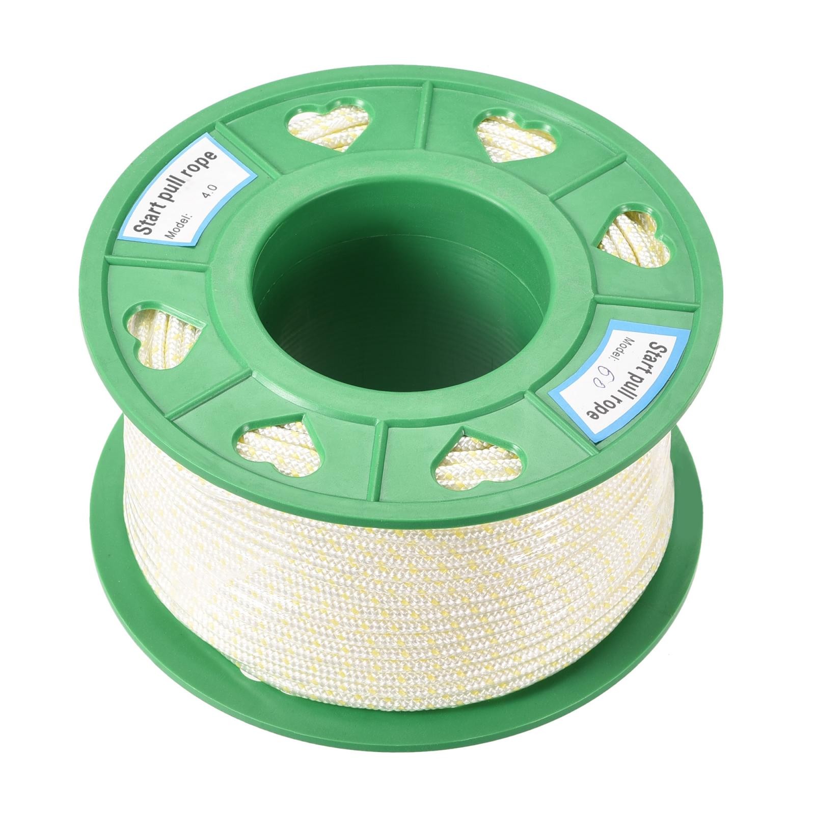 Recoil start Rope 4mm 5/32 Inch Dia 60m 196ft Polyester Pull Cord White Yellow
