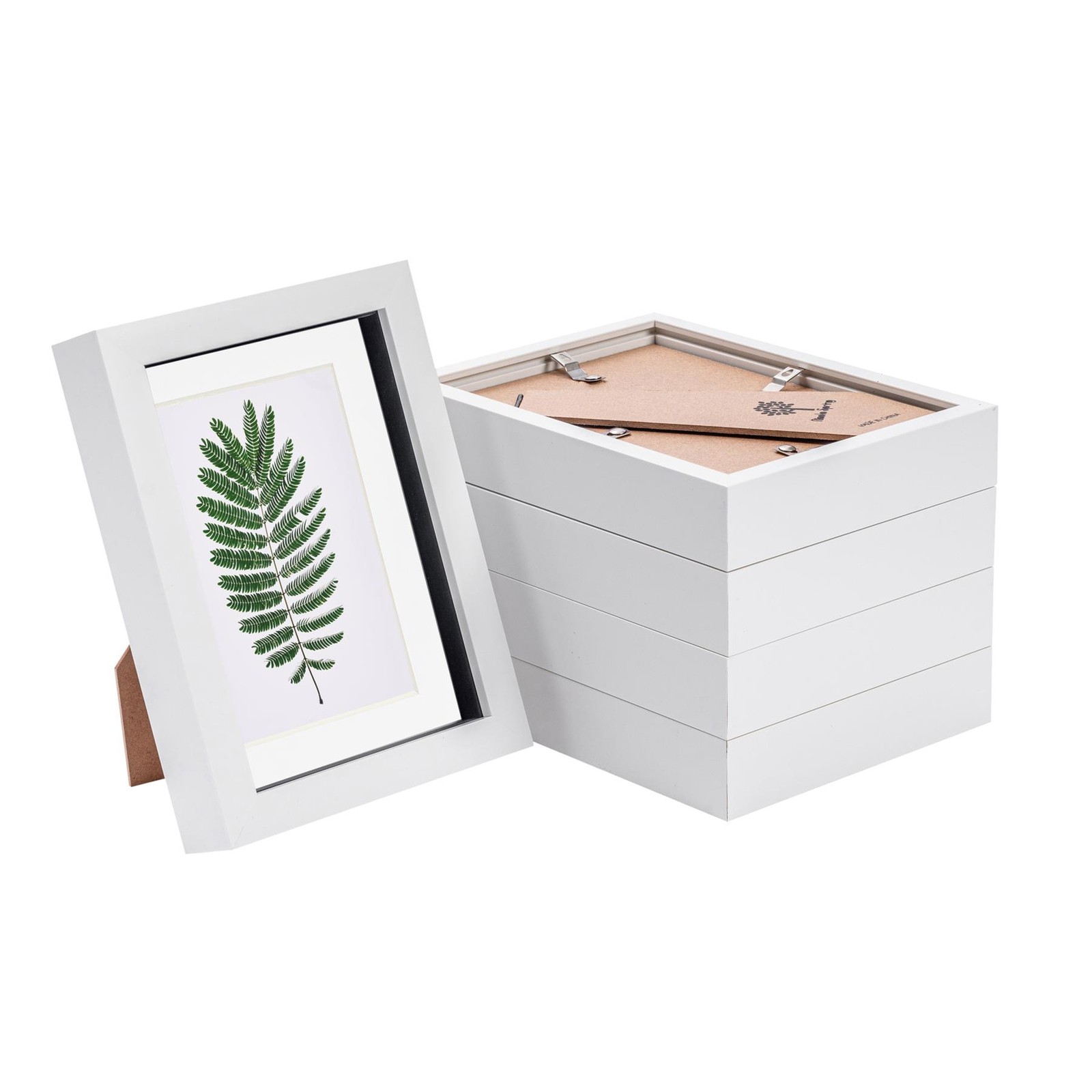 5x 3D Box Photo Frames Picture Display 5 x 7" with 4 x 6" Mount White/White