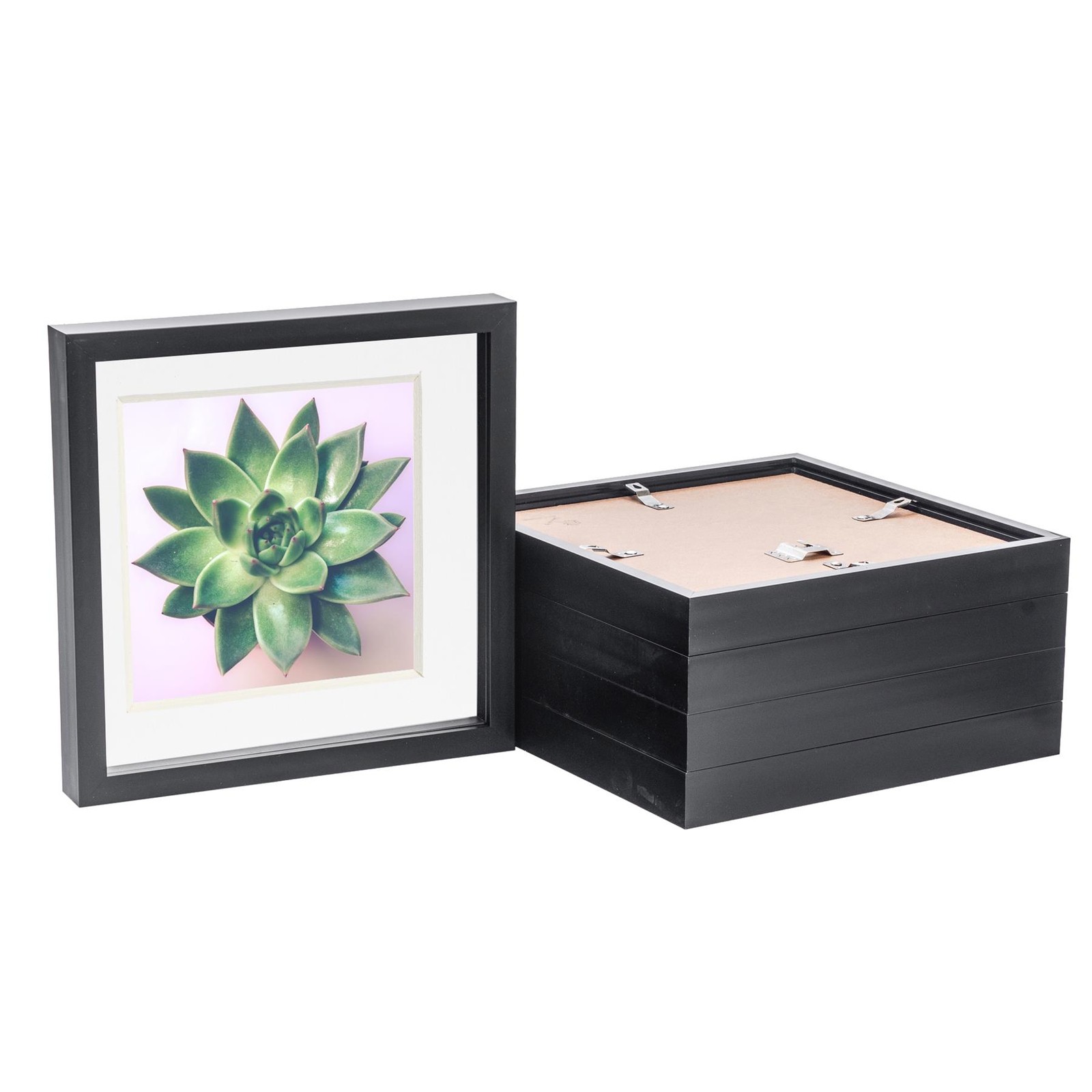 5x 3D Box Photo Frames Picture Display 10 x 10" with 8 x 8" Mount Black/White