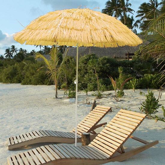 160CM Garden Hawaiian Parasol Tilt Mechanism Height Extendable Umbrella Beige