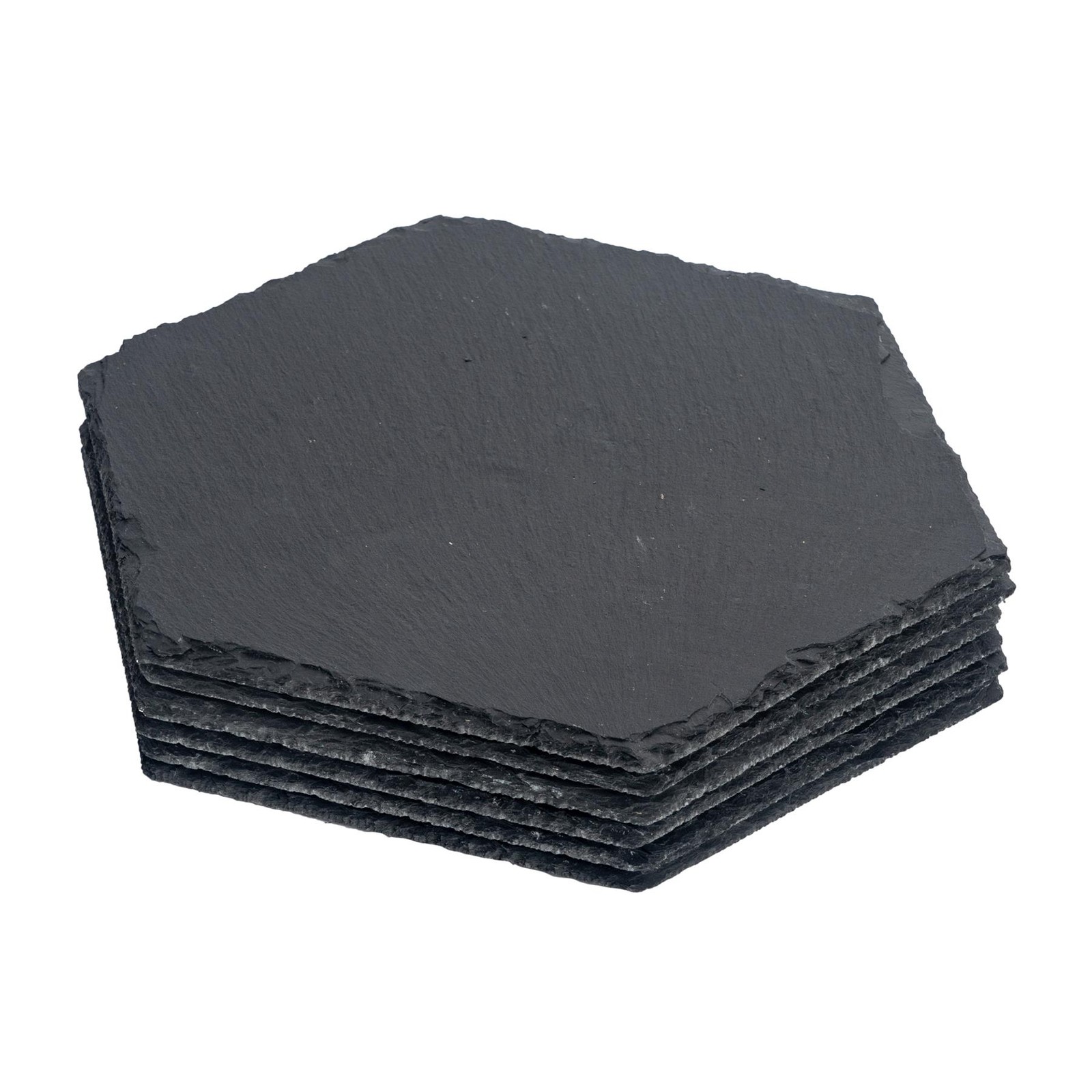 6x Hexagon Slate Placemats 30cm x 26cm Natural Dining Table Place Mats Set