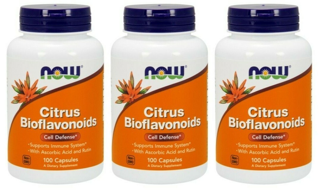 NOW Foods Citrus Bioflavonoids 1400mg 3X100 Caps Ascorbic Acid/Rutin/Kosher