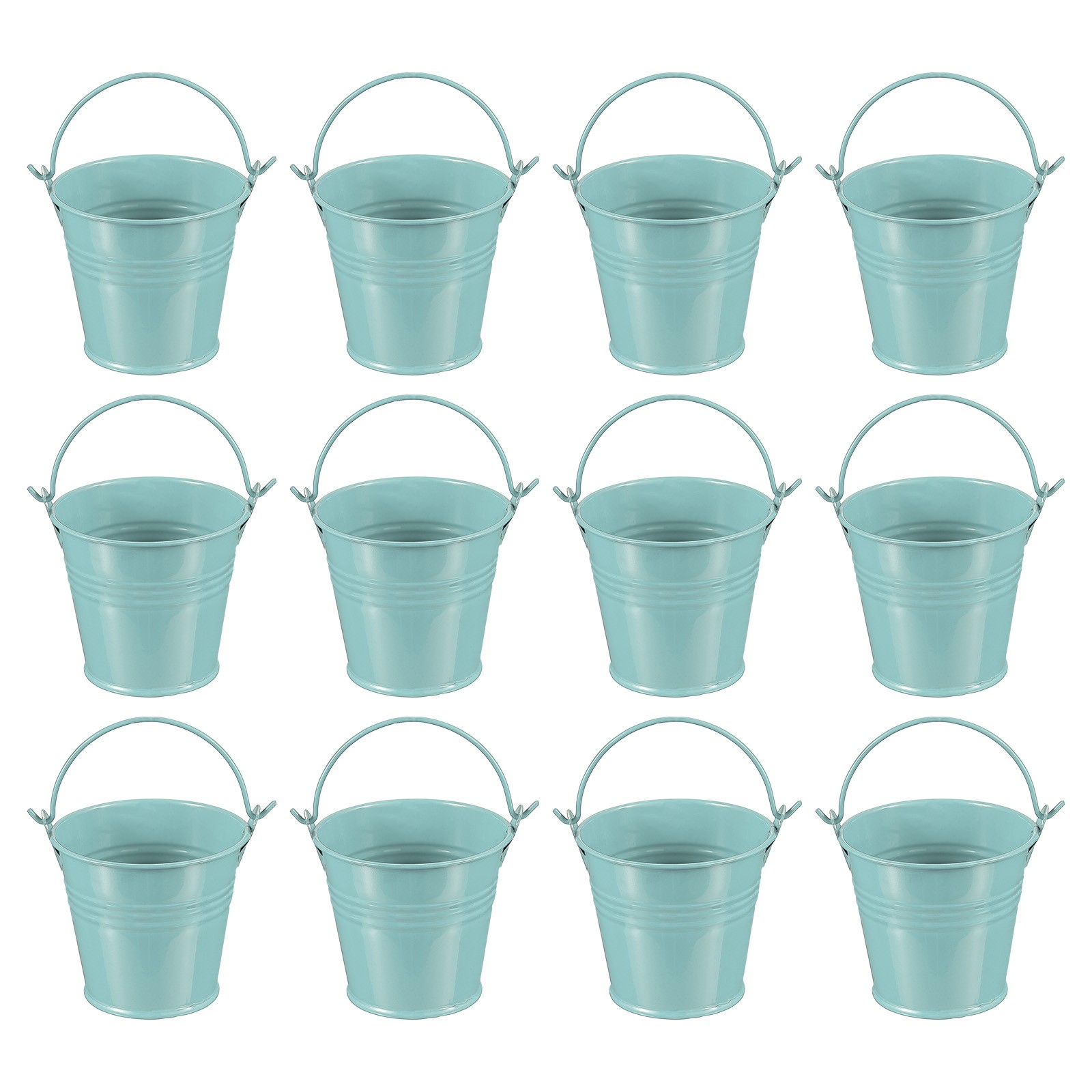 12 Pcs 2.7"x2.3" Small Metal Buckets with Handle Mini Bucket Dark Blue