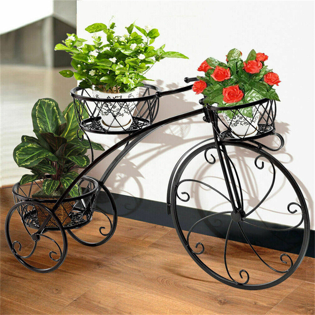 Chic Tricycle Planter Metal Plant Stand Flower Pot Holder Garden Nostalgic Decor