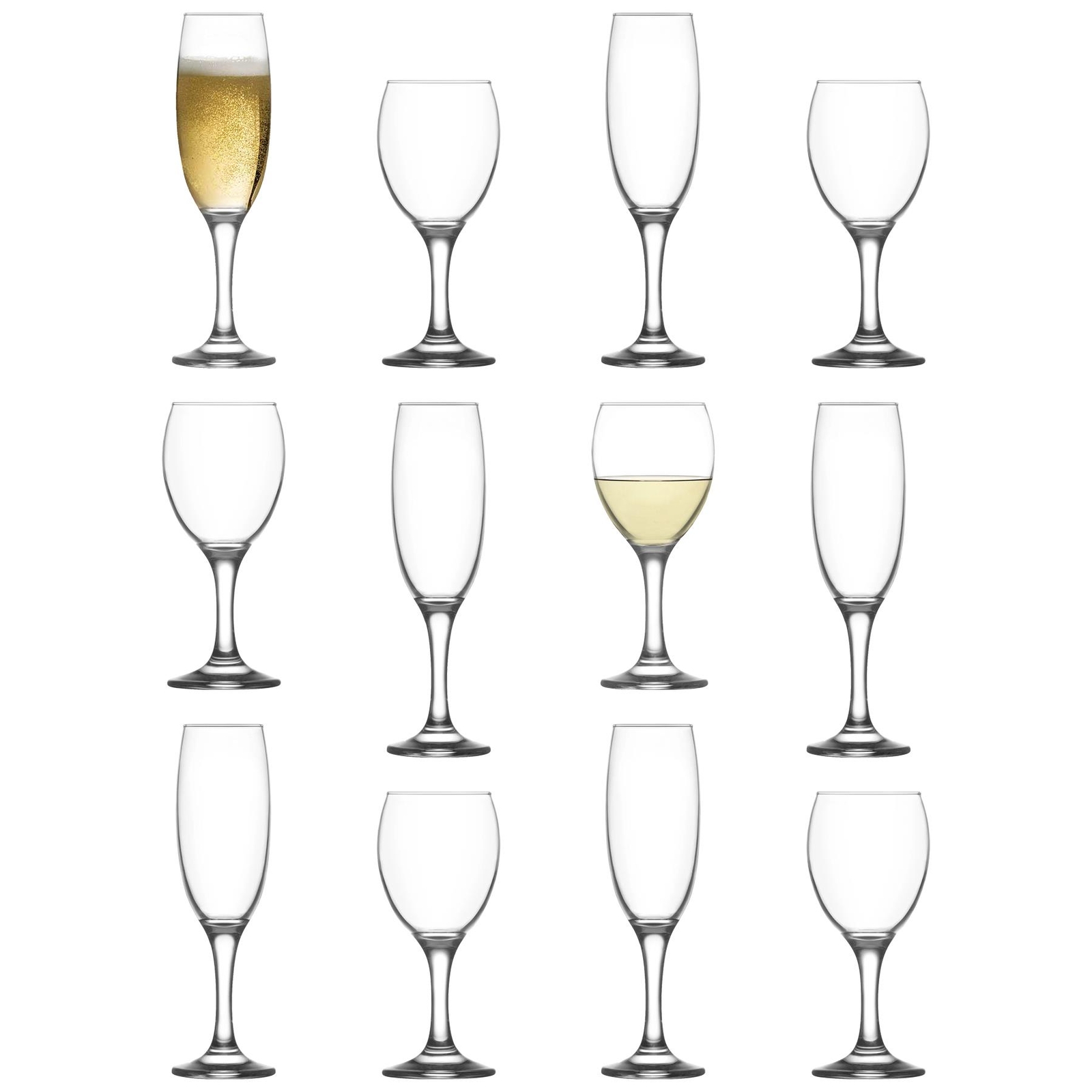 12pc LAV Empire Wine Glasses & Champagne Flutes Set Party Cocktail Glass Set