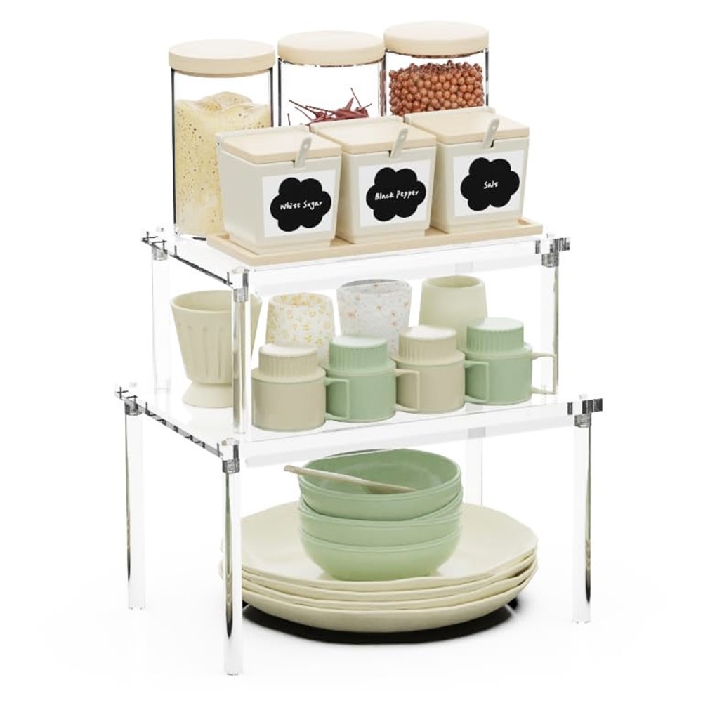 2Pack Acrylic Cabinet Organizer, Clear Cabinet Organizer Shelf, Spice Rack5382