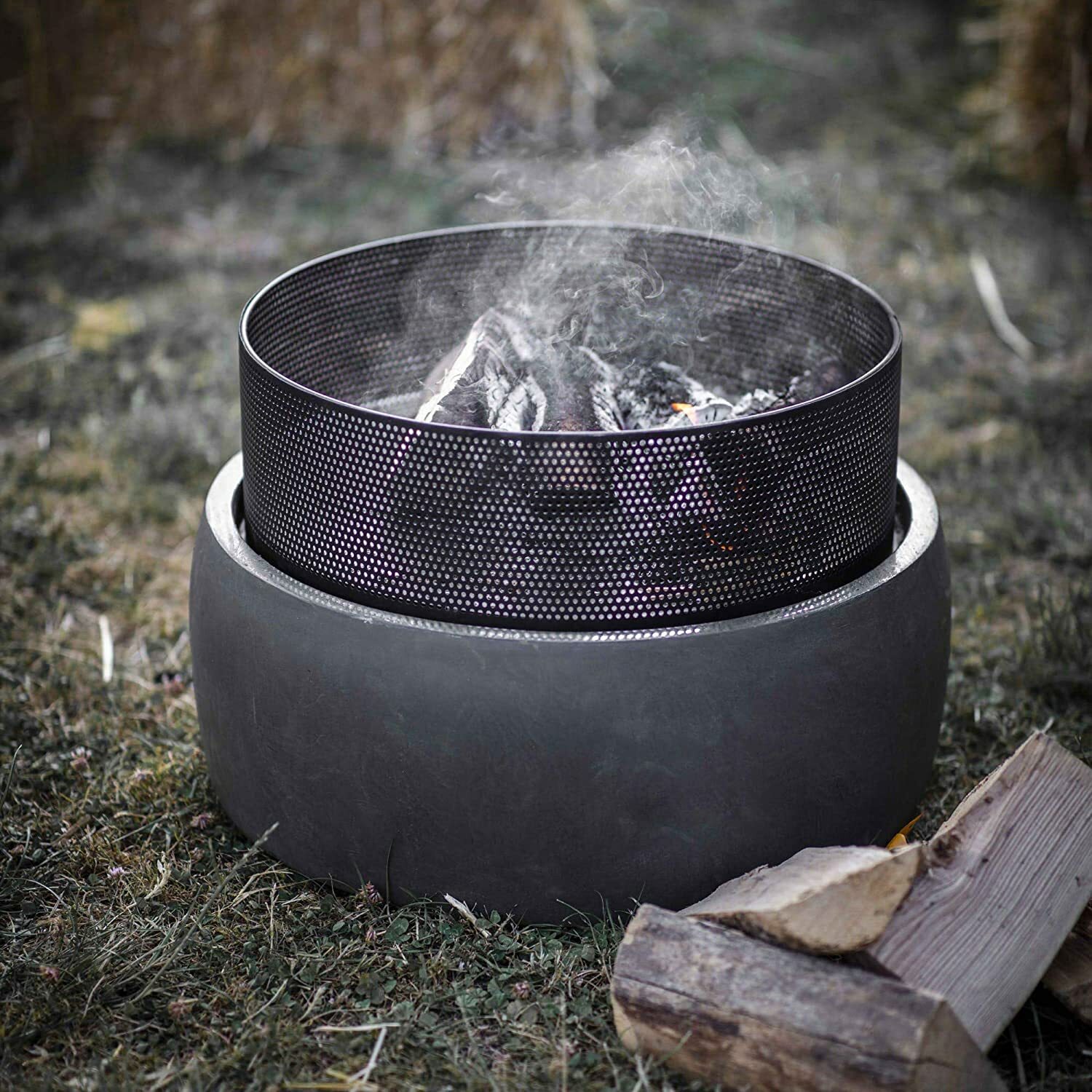 Large Round Steel Garden Patio Fire Pit Heater Table BBQ Camping Grill 38 x 54.5