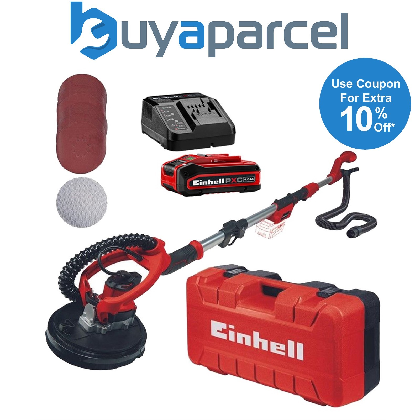 Einhell Professional 18V PXC Cordless Drywall Sander Polisher 225mm + 4ah Kit