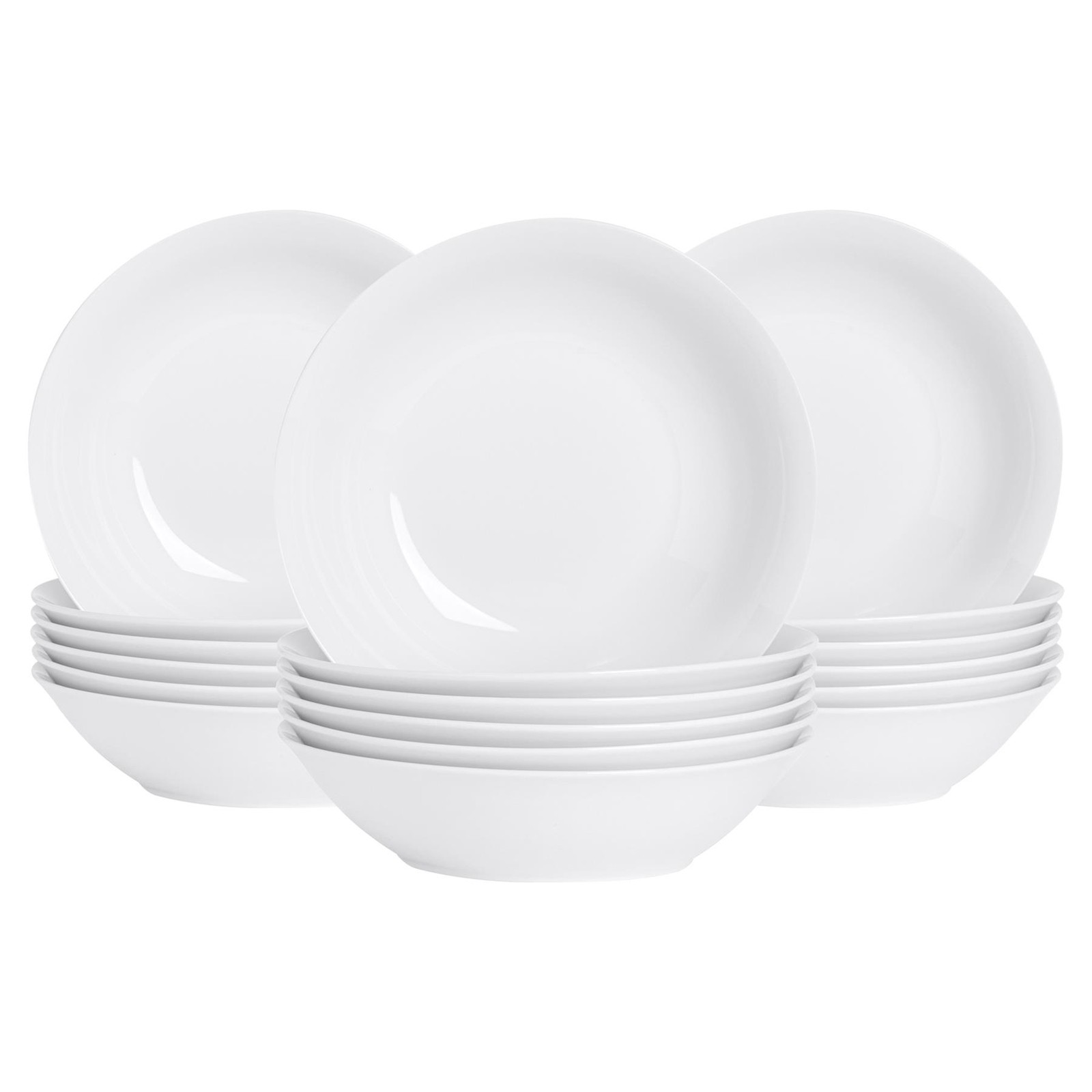 18x Classic White Pasta Bowls 25.5cm Porcelain Ramen Noodle Serving Dishes