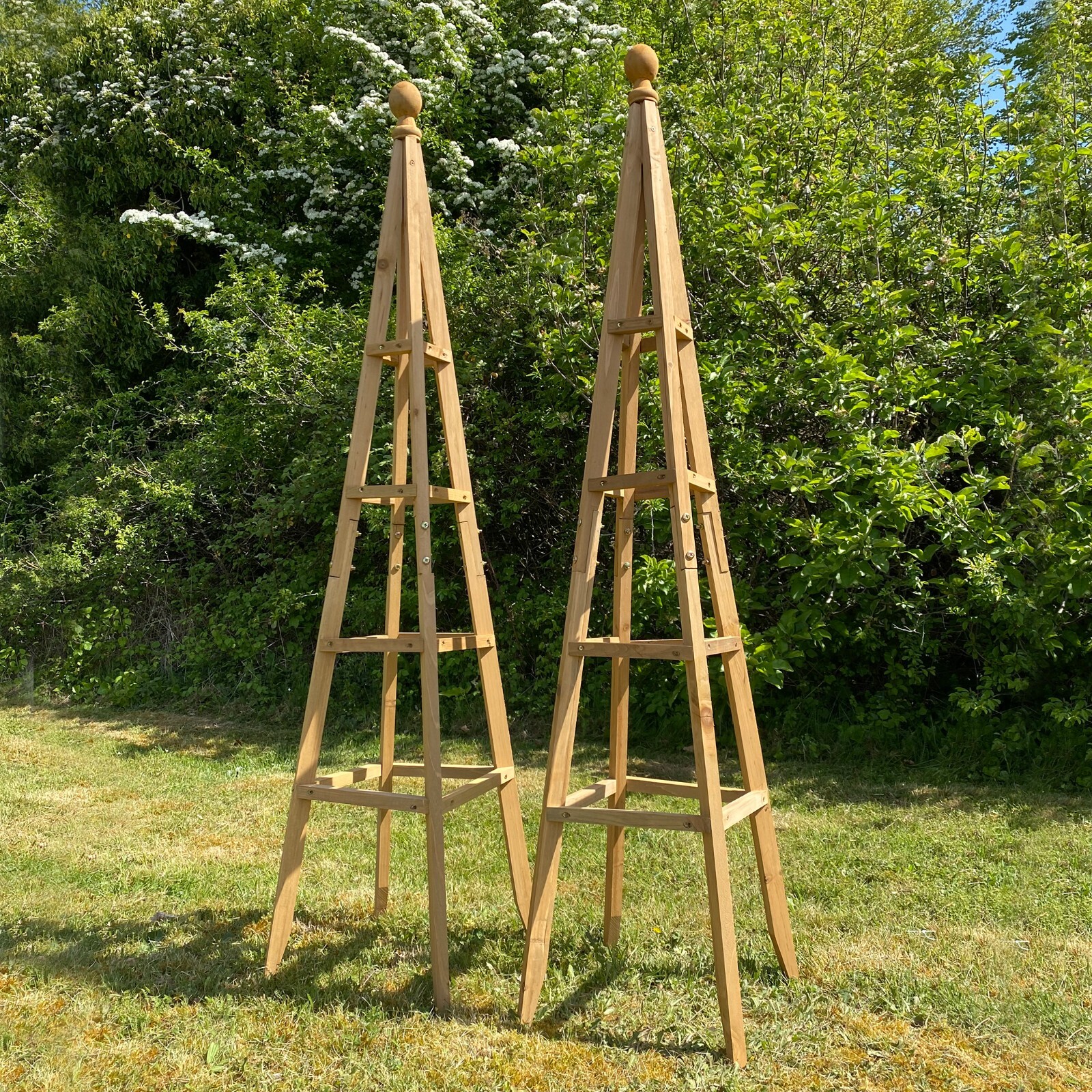 Wooden Garden Obelisk 1.5m Climbing Plant Support Pyramid Trellis - Pack of 2
