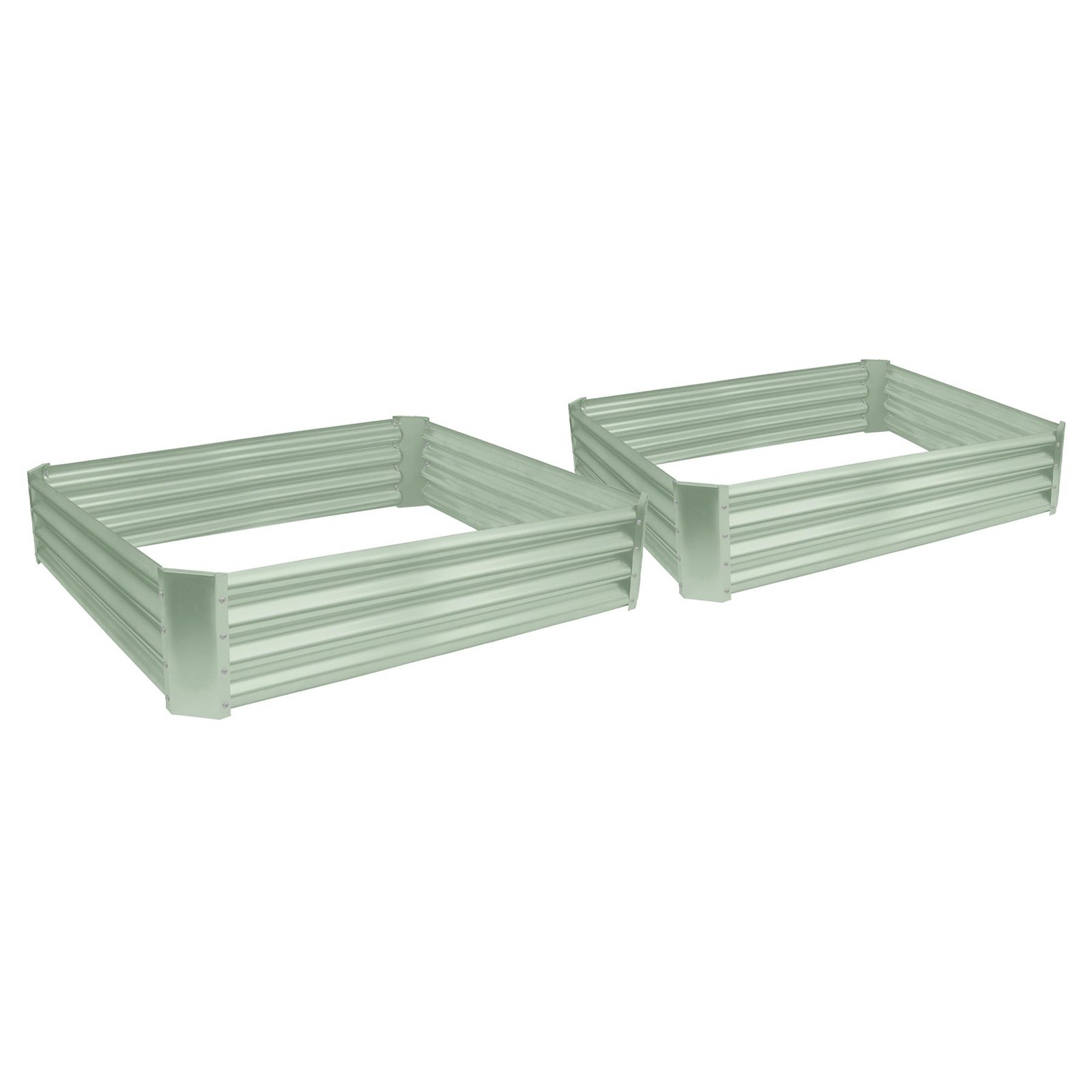 2x Green 120cm x 120cm Square Galvanised Steel Raised Garden Beds Planter Box