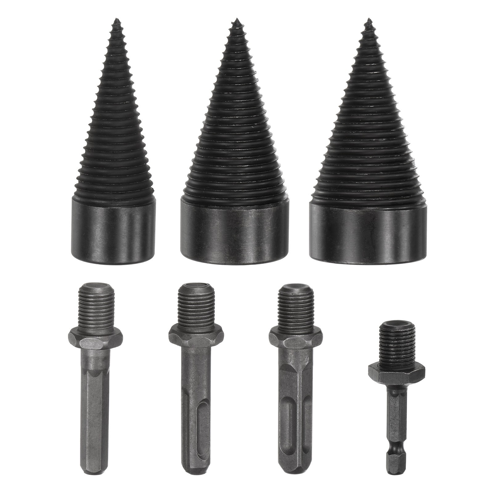 3-Pack Wood Splitter Drill Bit 32mm + 42mm + 45mm+4 Handles for Stove/Farm