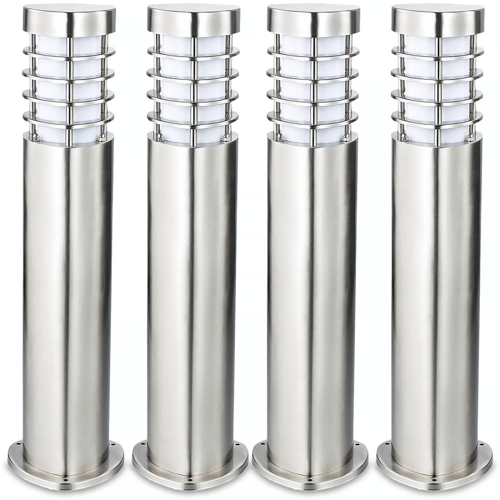Outdoor Mains Garden Patio Light Post Kit 4 LED Stainless Steel Post Lights