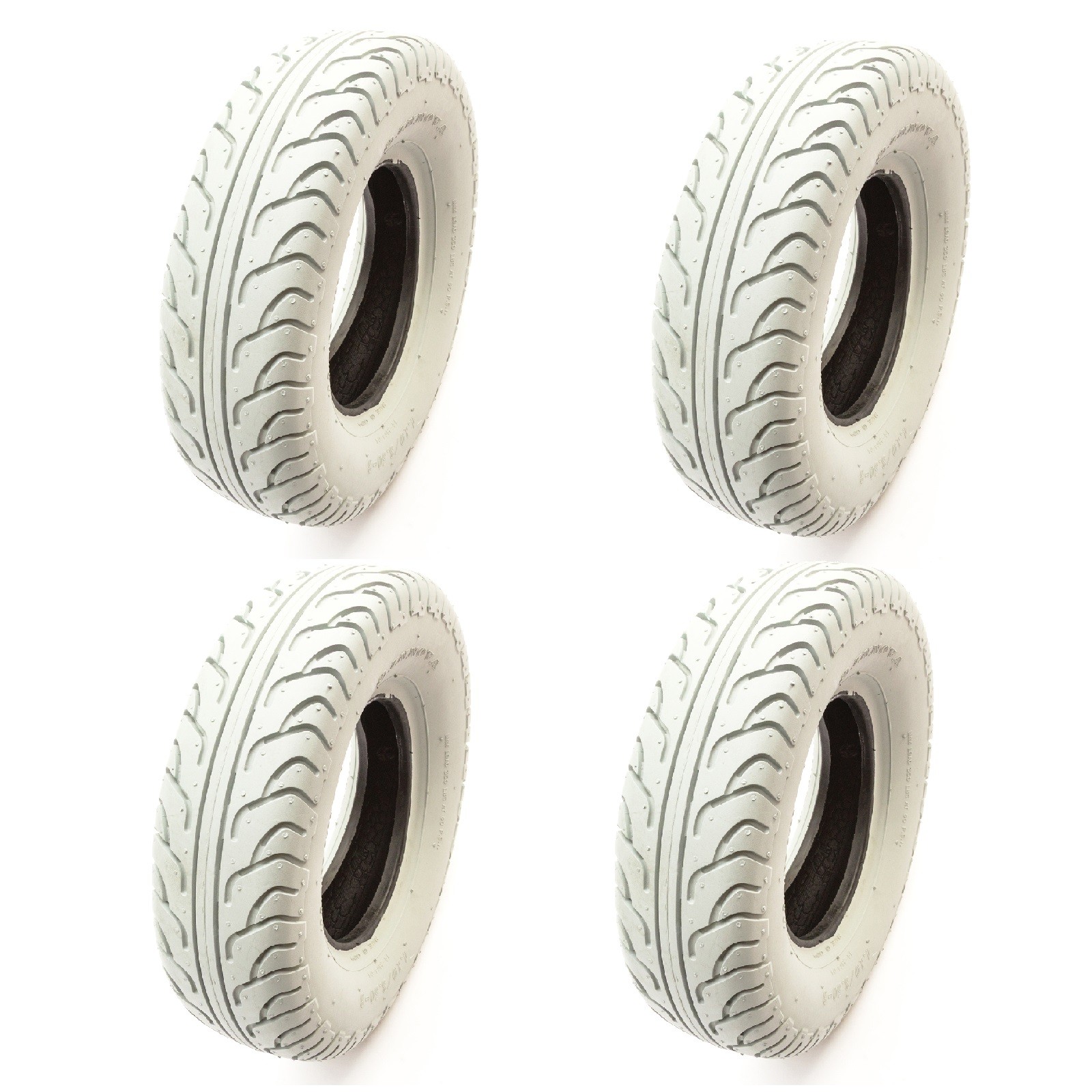 4x Mobility Scooter 12 Inch Tyre Size 4.10/3.50-6 Grey Scallop Tread Wheel 4 Ply