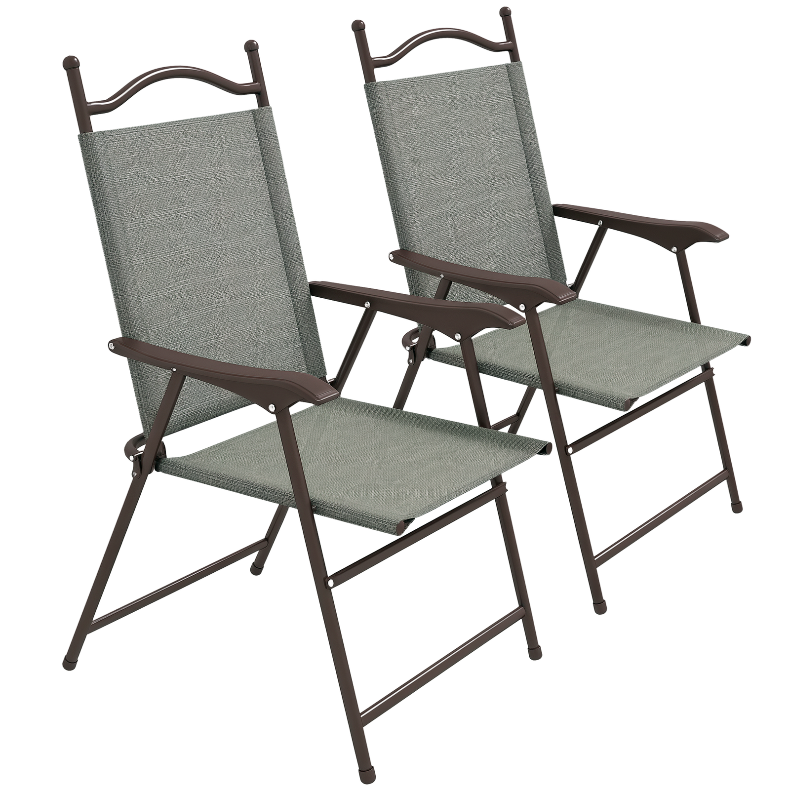 Outsunny Folding Chairs Set, Breathable Mesh Fabric Seat, Dark Grey