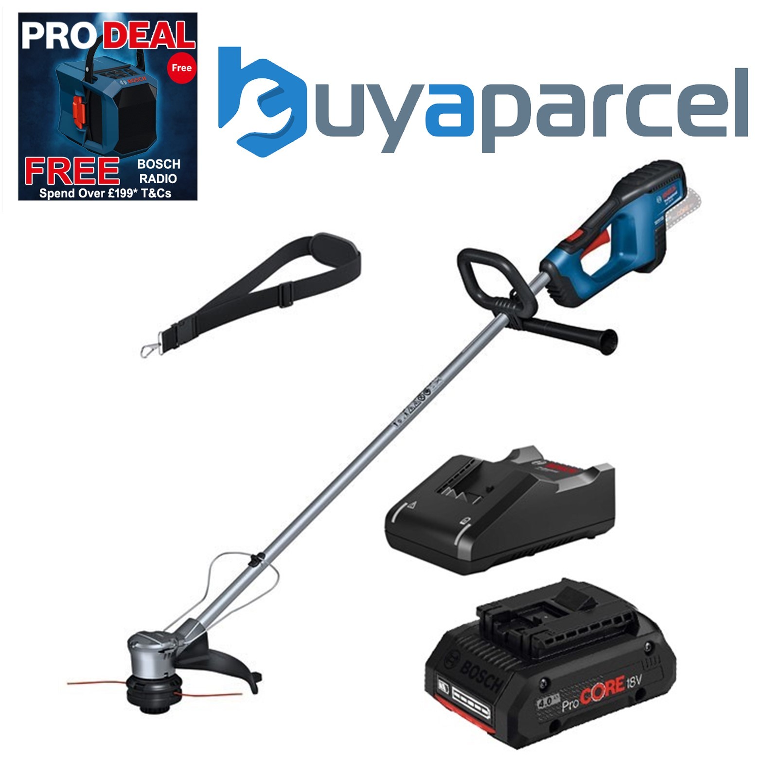Bosch GRT 18V-33 18V Professional Cordless Brushless Grass Trimmer + 4ah ProCore