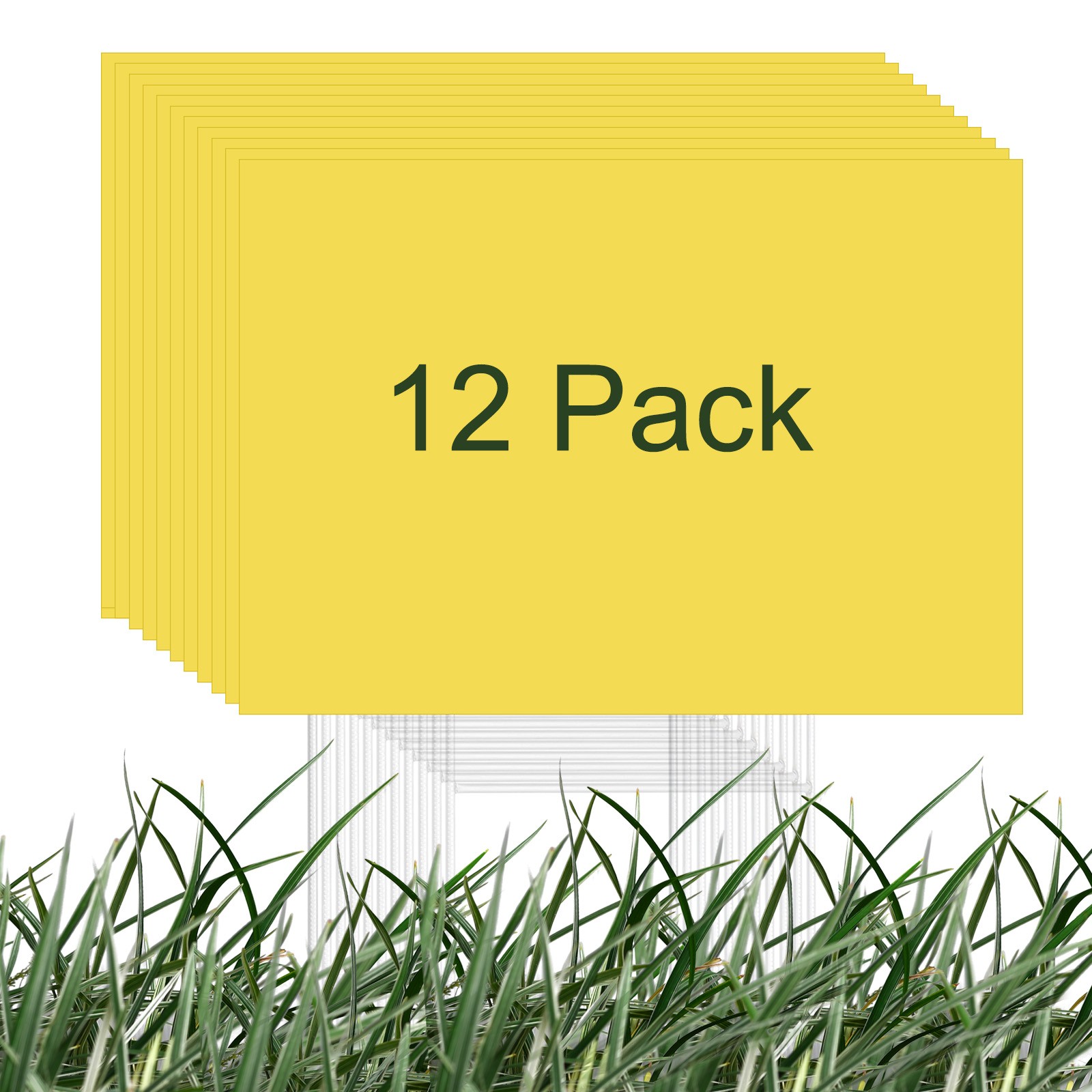 Blank Yard Signs, 16"x12" Corrugated Plastic Sheet, Yellow Lawn Signs, 12 Pack
