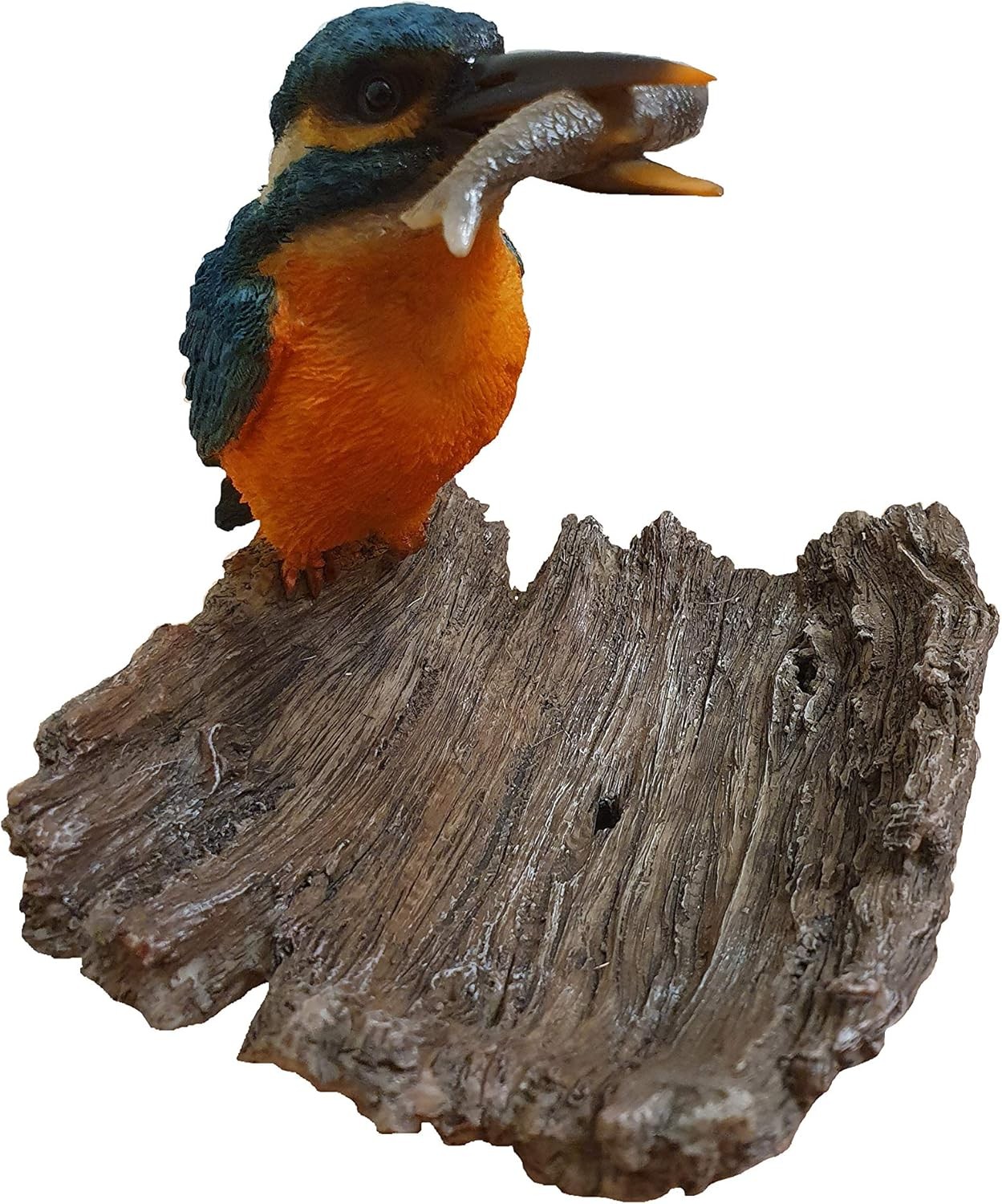 Vivid Arts Kingfisher on Driftwood Home or Garden Decoration (BG-KF08-F)