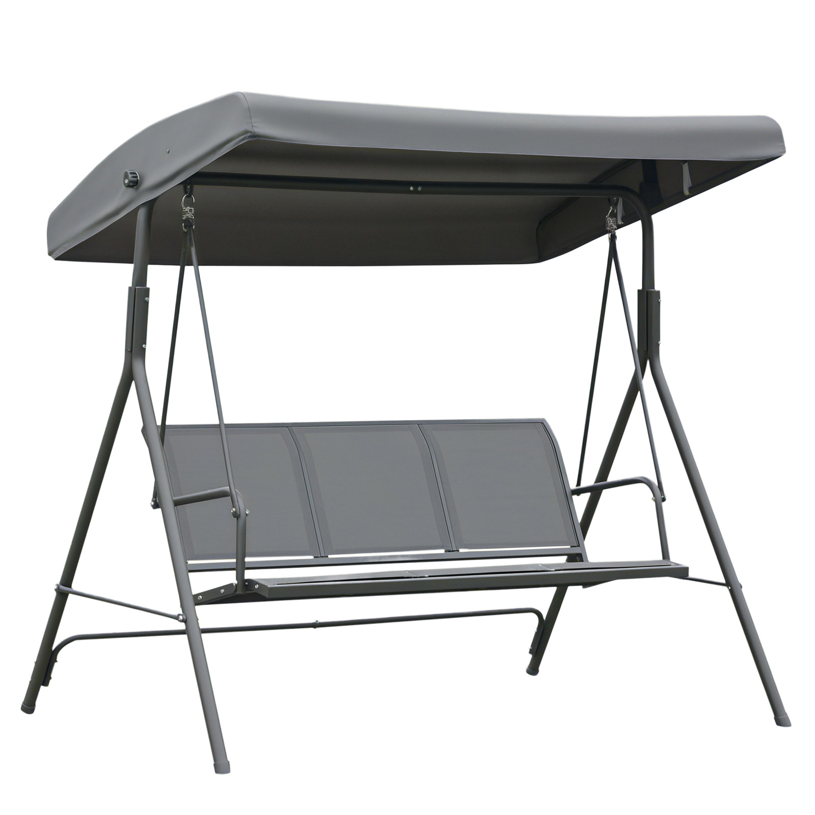 Outsunny 3 Seater Garden Swing Patio Hammock w/ Canopy for Outdoor Grey