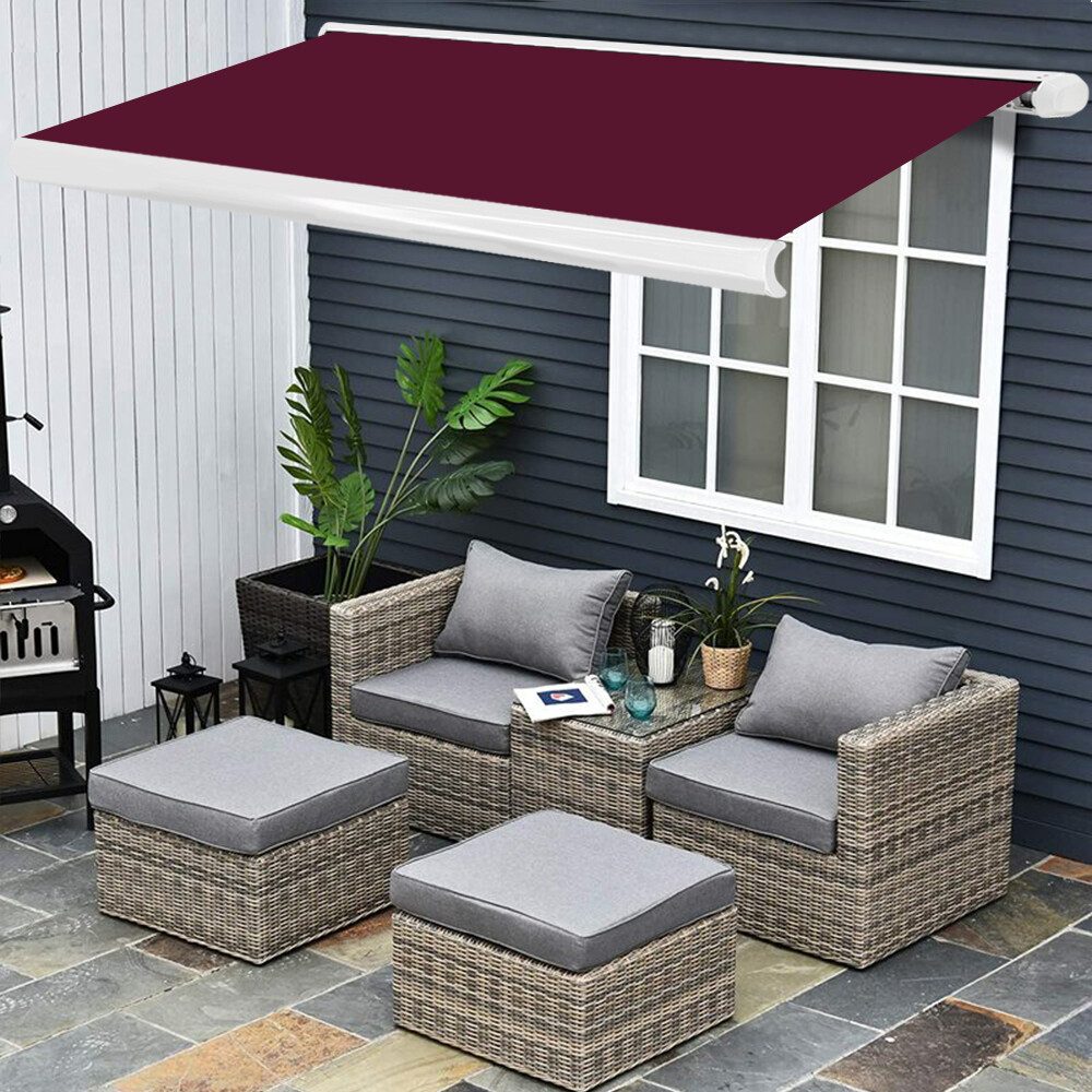 4.5x3M Full Cassette Electric Sun Shade Canopy Awning Retractable Wine Red