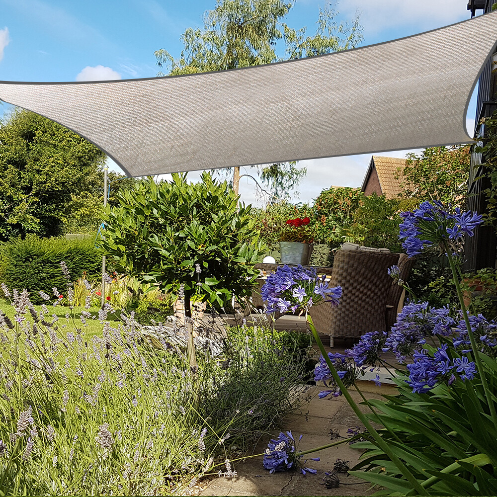 3.6M Sun Shade Sail Outdoor Garden Patio Awning Cover UV Block Square HDPE Grey