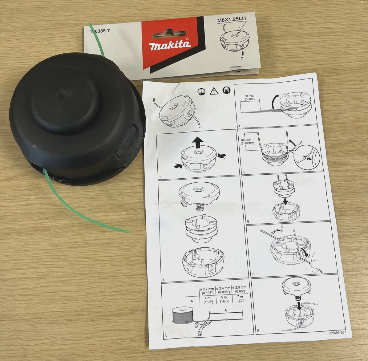 GENUINE MAKITA STRIMMER TRIMMER HEAD TAP & GO 198385-7 2.0 mm 1 V New in Pack