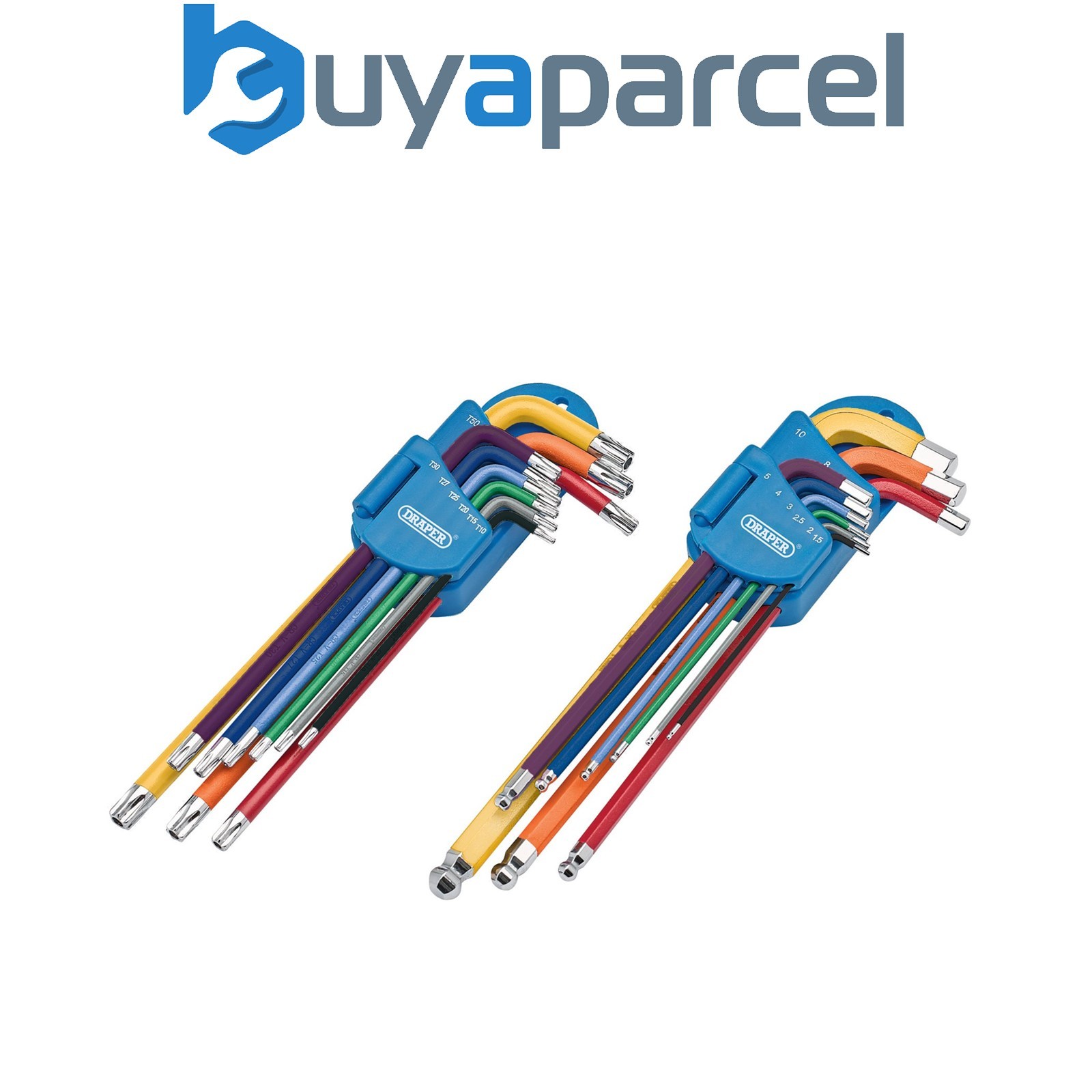 Draper 04776 Draper TX-STAR Security & Hex Metric Long Arm Key Set, Colour Coded