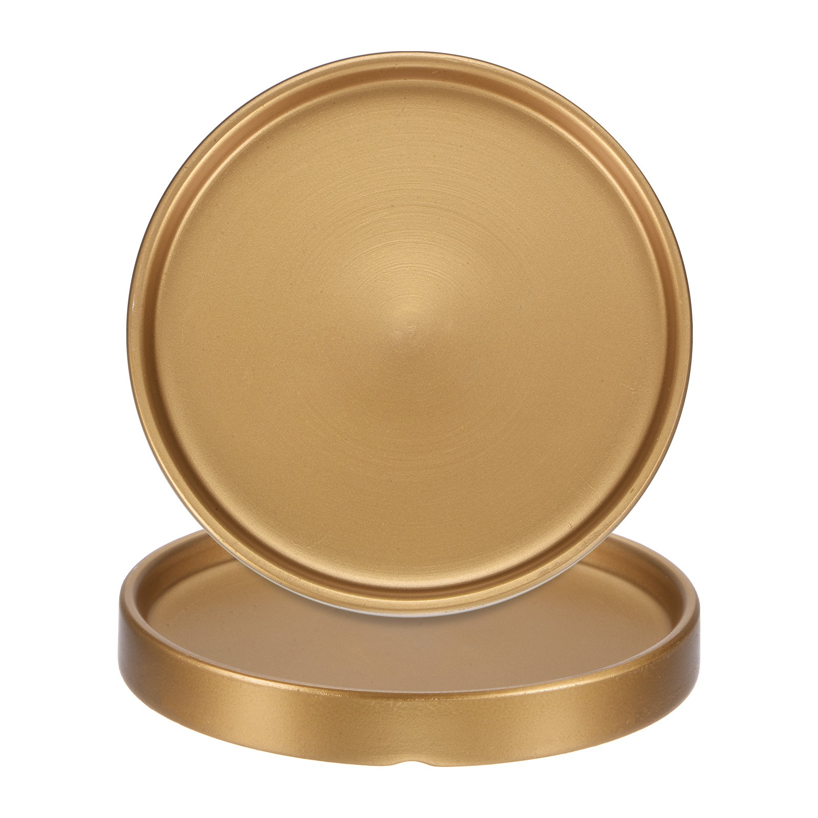 2-Pack Ceramic Plant Saucer, 6.3 Inch Saucer Drip [Round Gold]