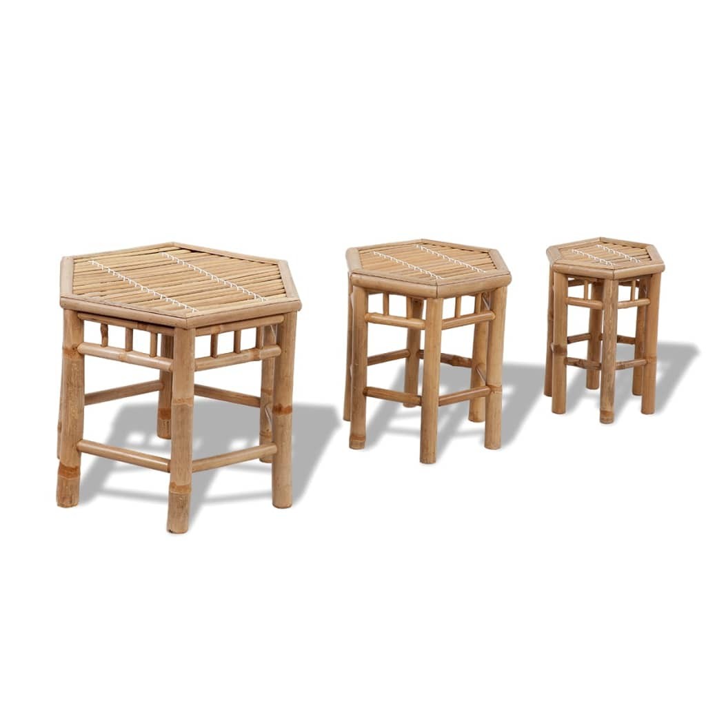 3x Garden Stools Bamboo Patio Beach Pool Bistro Outdoor Seat Furniture vidaXL