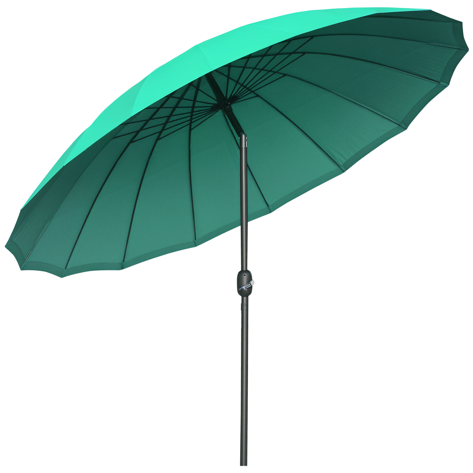 Outsunny 2.5m Round Curved Adjustable Parasol Sun Umbrella Metal Pole Green