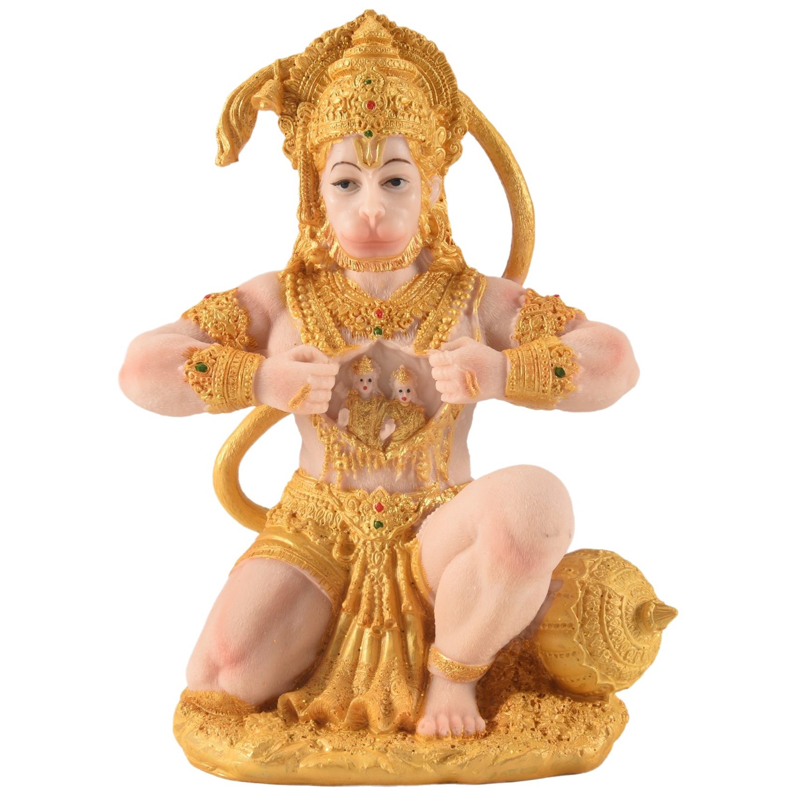 Gold Hanuman Statue Indian Lord Sculpture India Figurine Collection Idol1765