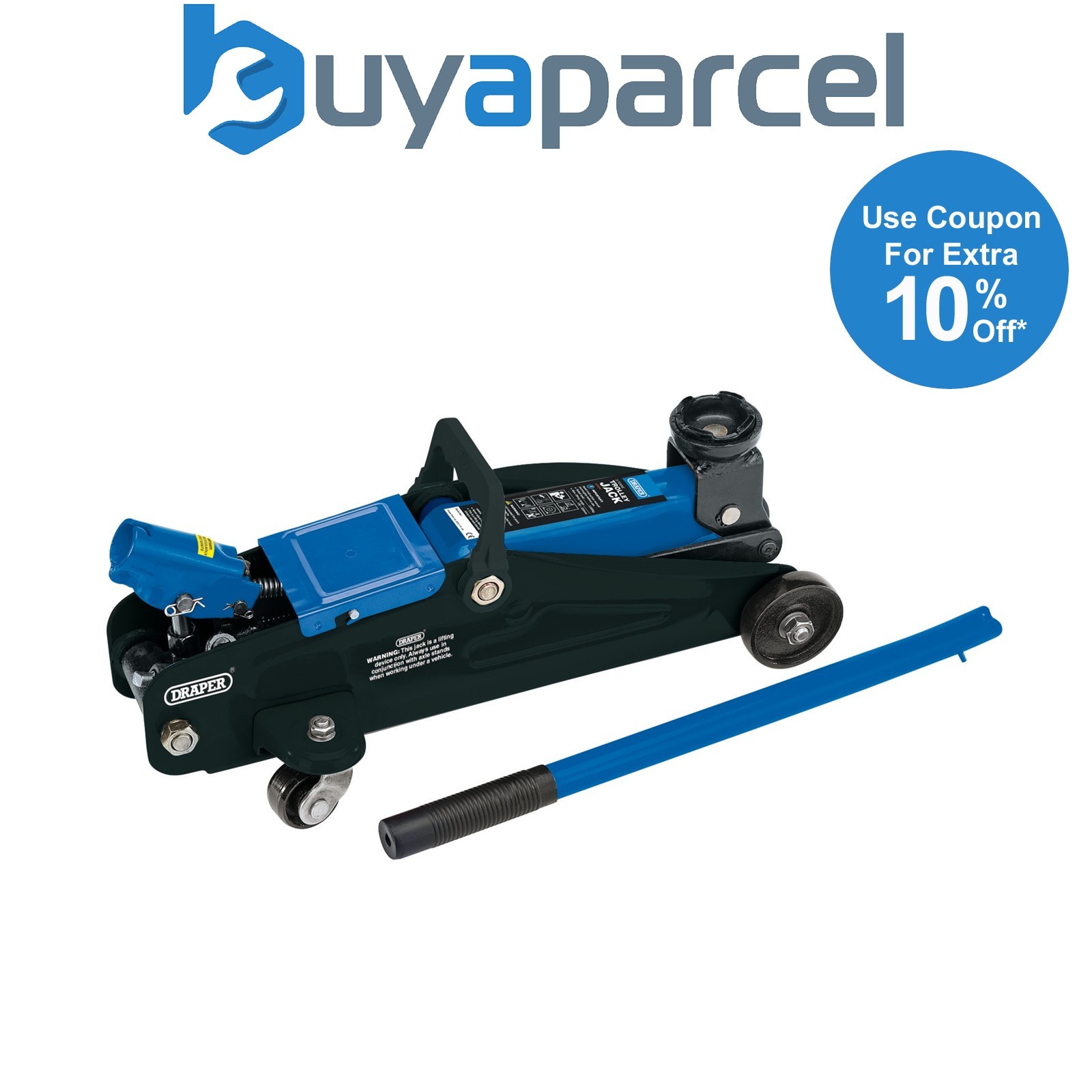 Draper 54635 Trolley Jack with Carry Case, 2 Tonne