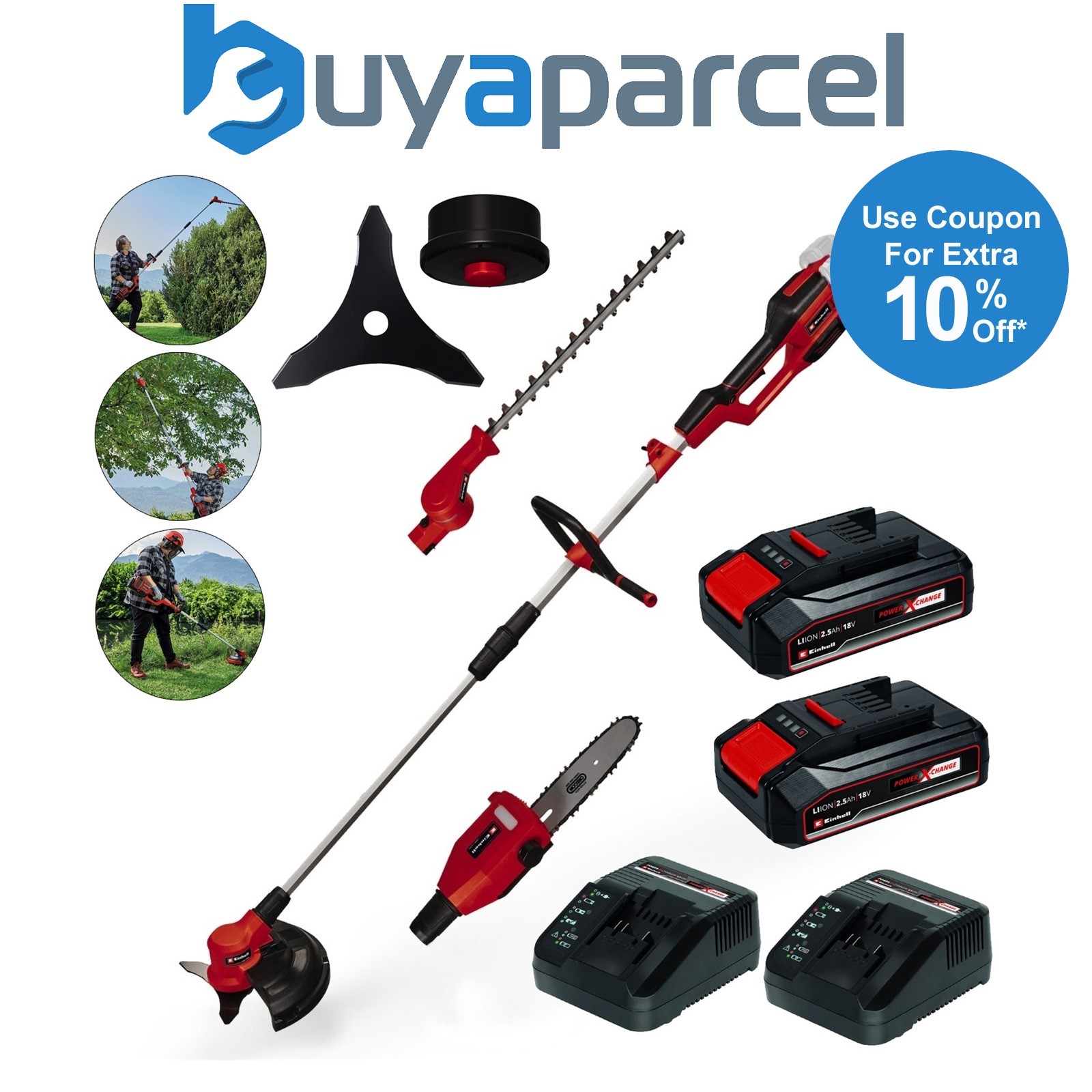 Einhell GE-LM 36/4in1 18v 36v Cordless Brushless High Reach Multi Tool 2x 2.5ah