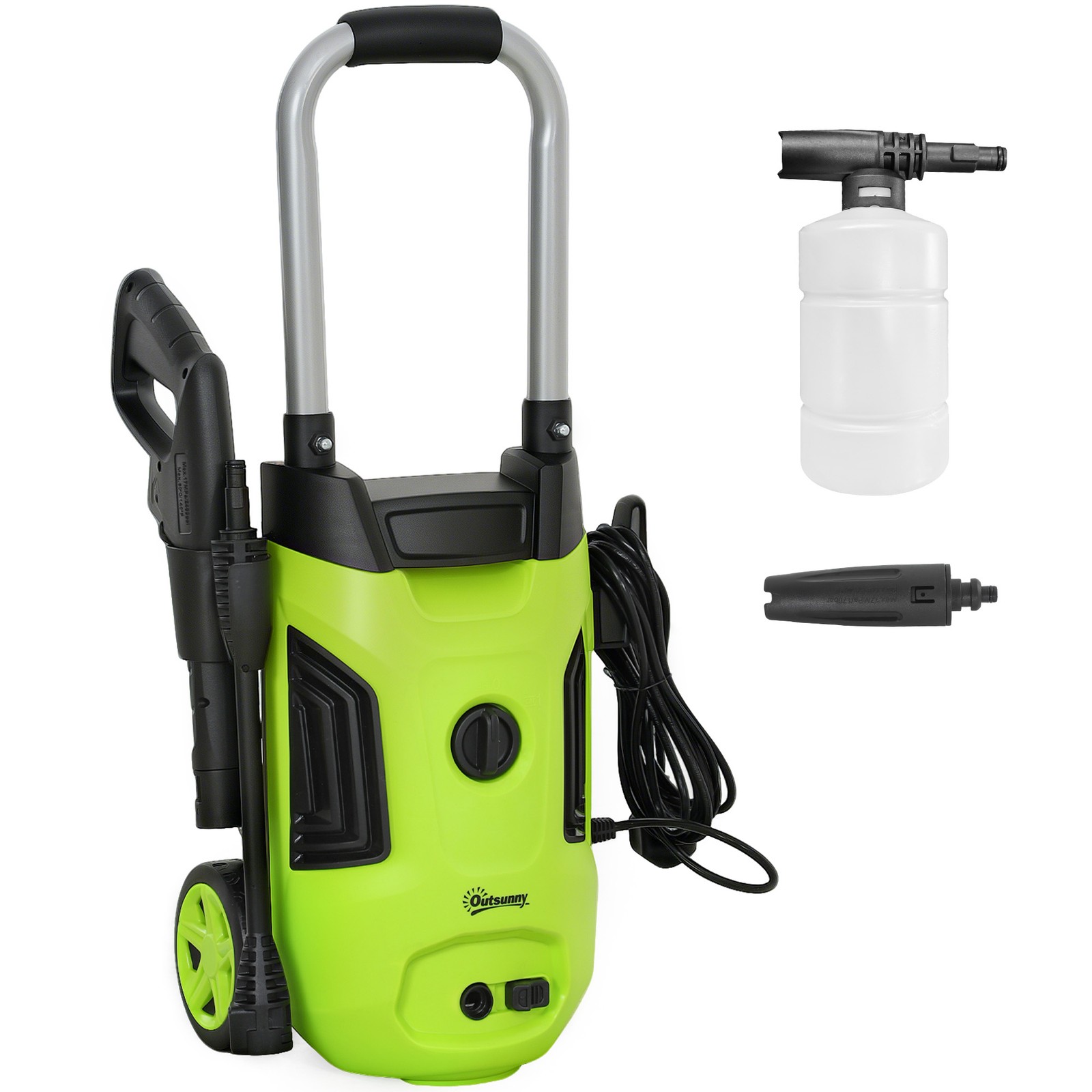 Outsunny 1800W Power Washer 150 Bar Pressure with Adjustable Nozzle, Green