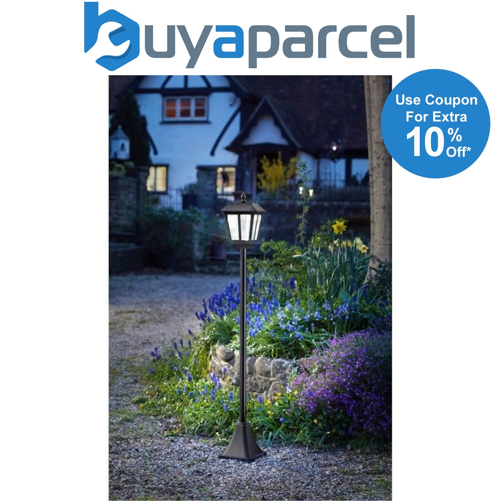 Smart Garden Metro Solar Bollard Lamp Post Stake Light 1.3m Super Bright 20L