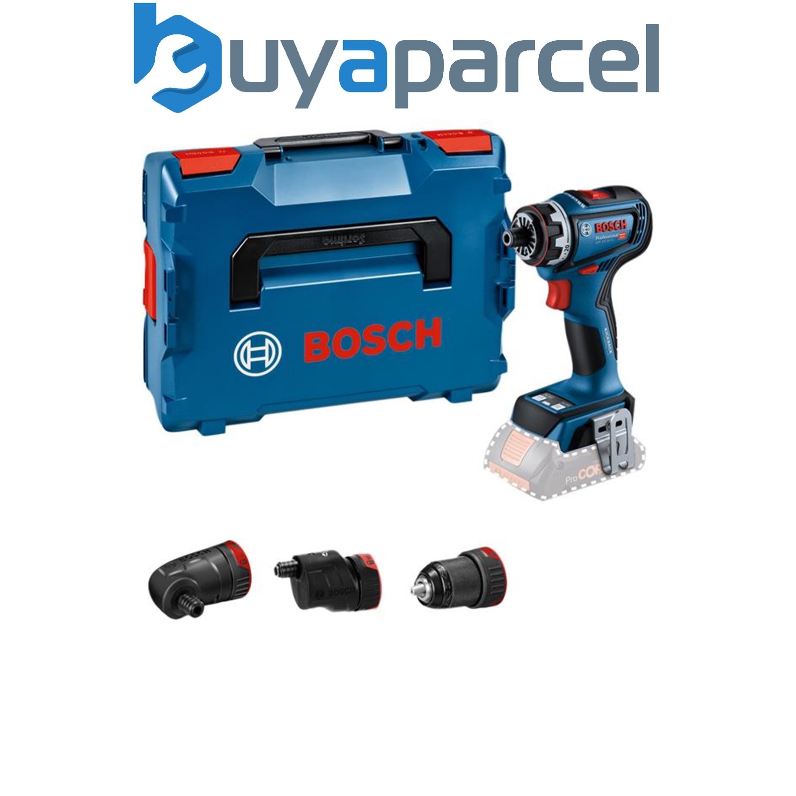 Bosch 06019K6203 GSR 18V-90 FC Pro FlexiClick Drill Driver + 3 Attachments in Ca