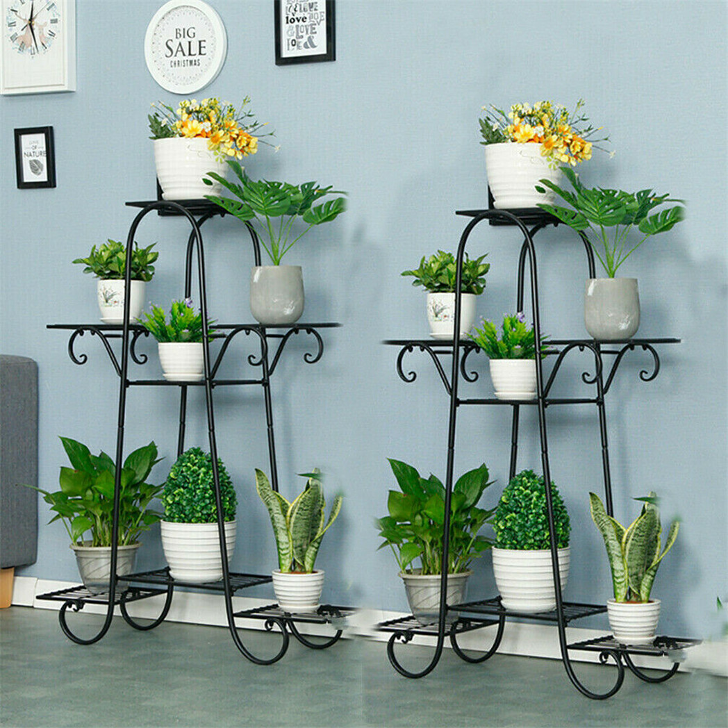 40" Floor Metal Plant Stand Garden Flower Planter Shelves Multilayer Potted Disp