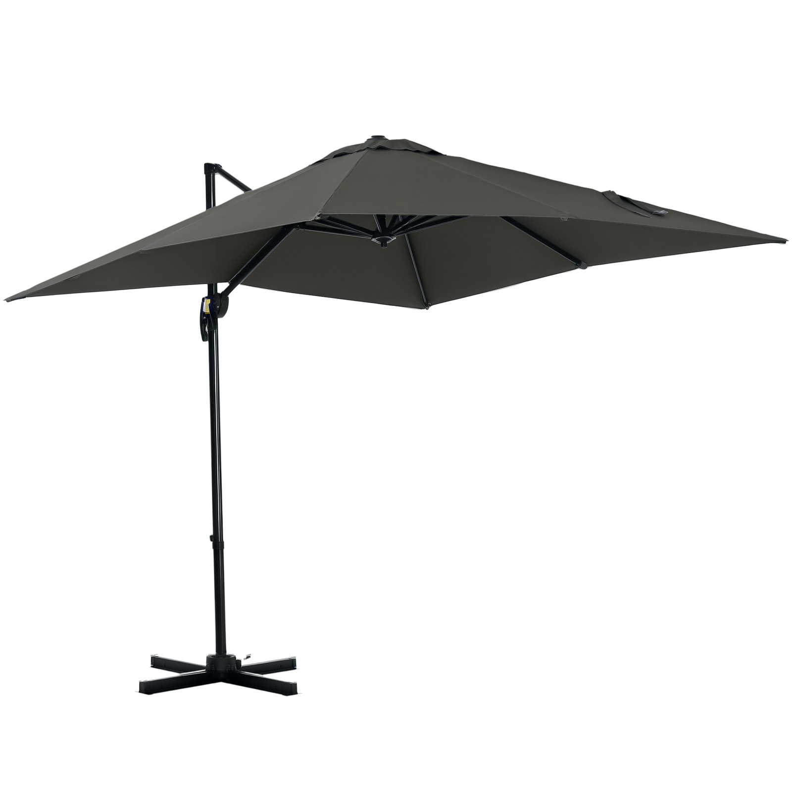 Outsunny Square Cantilever Roma Parasol, 360-Degree Rotation, Grey