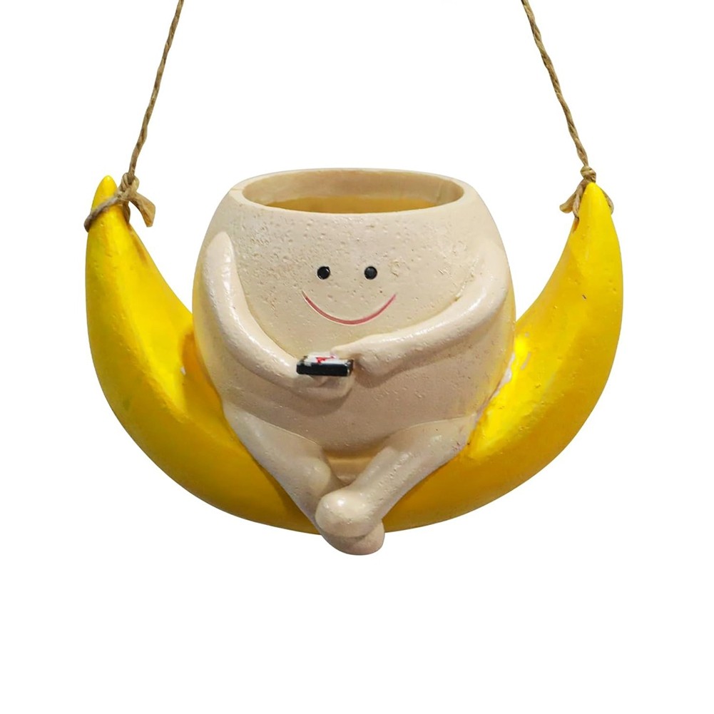 3X(Swing Face Planter Pot Hanging Smile Face Resin Flower Pot for String of4067