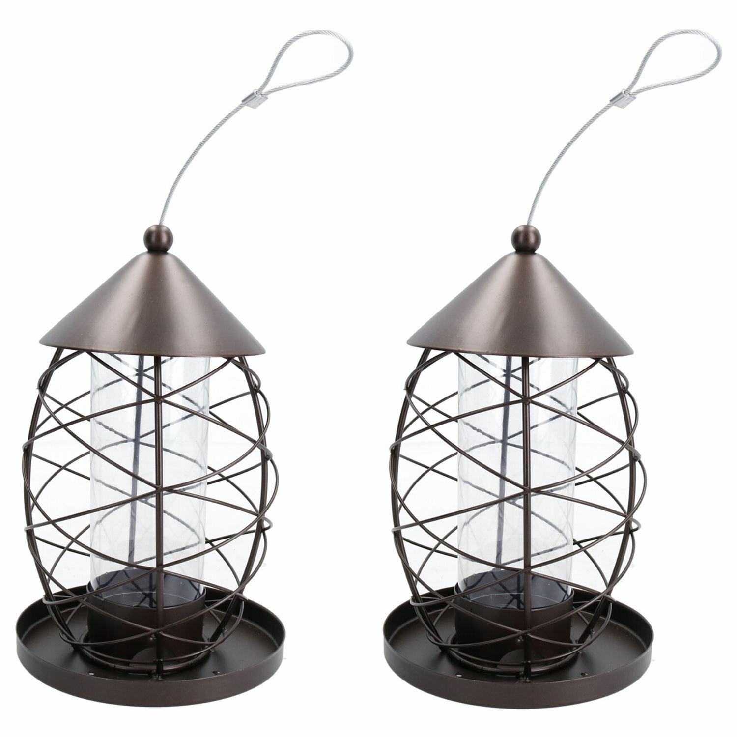 2pk Lantern Bird Feeder Seed Holder Hanging Feeding Station Wild Birds 17x25cm