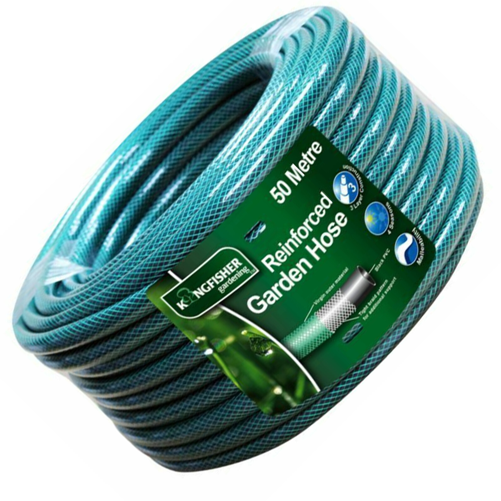 Heavy Duty 50m Triple Layer Reinforced Garden Watering Hosepipe Outdoor Reel