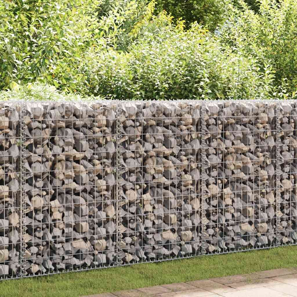 Gabion Wall with Covers Outdoor Garden Stone Basket Galvanised Steel vidaXL