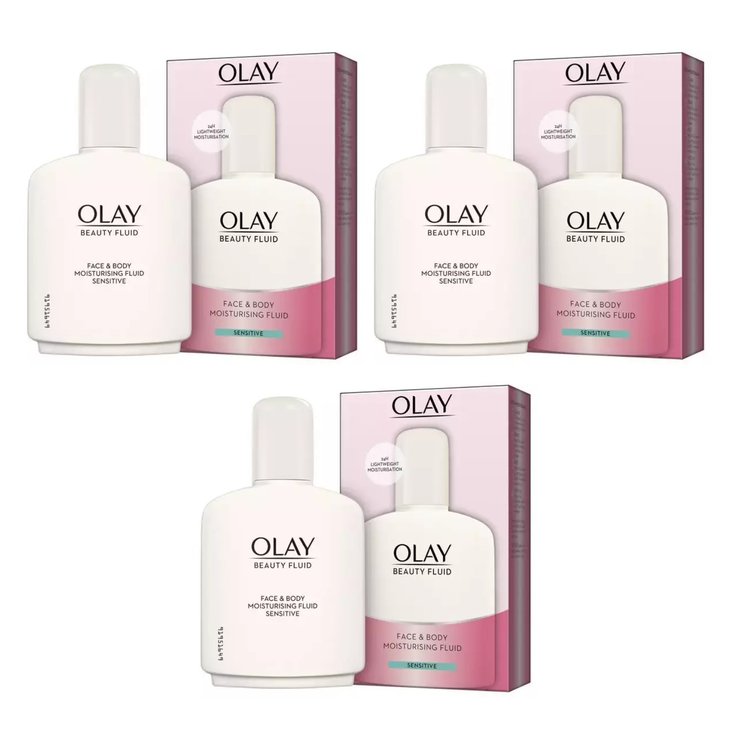Olay Beauty Fluid Face And Body Sensitive Moisturiser 200ml - Pack of 3